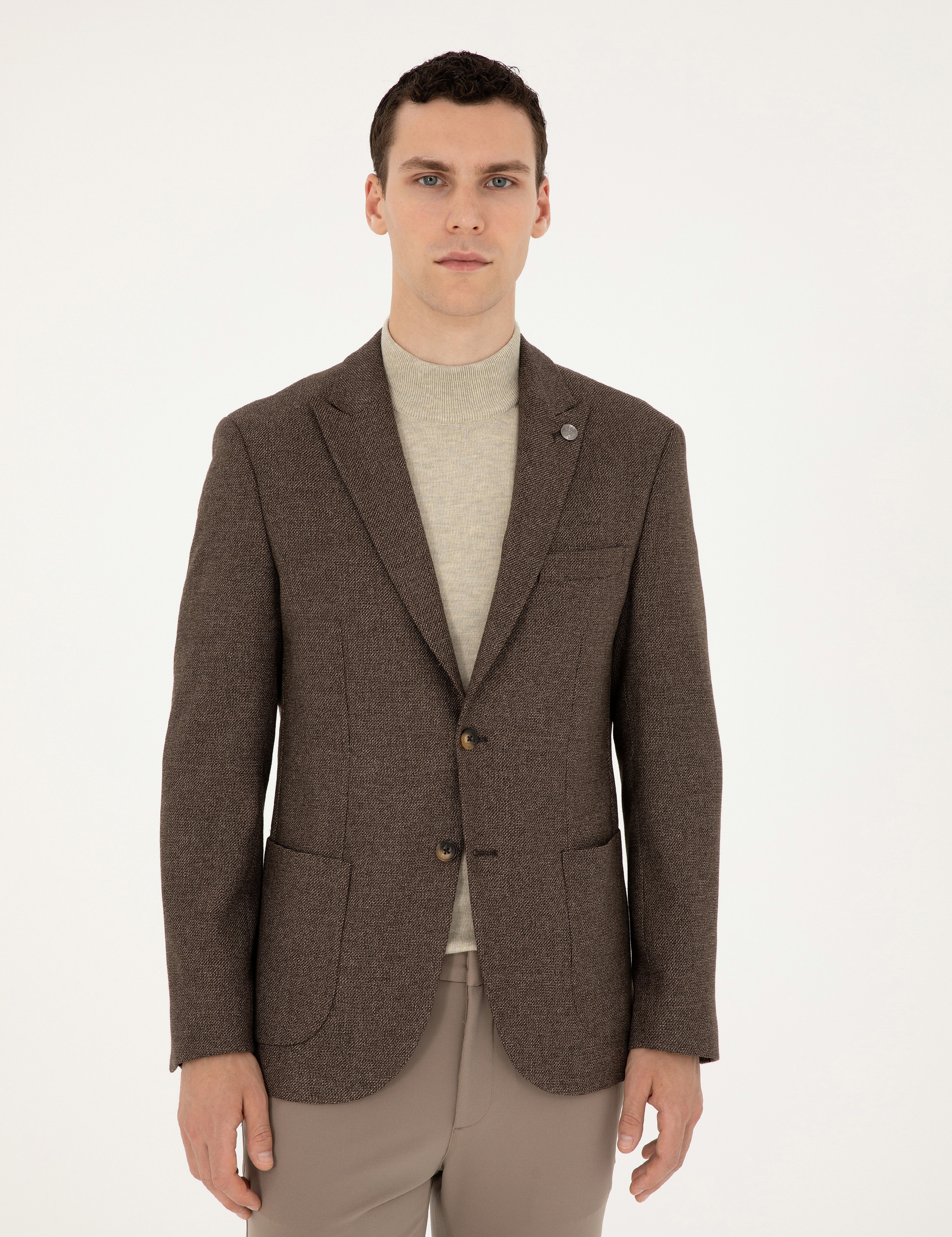 Kahverengi Slim Fit Ceket - Image 3