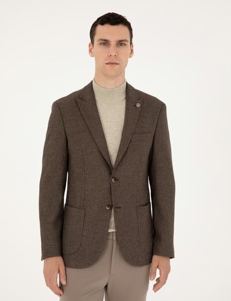 Kahverengi Slim Fit Ceket - 50292174116