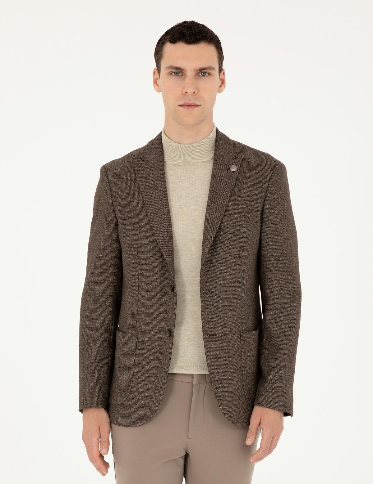 Kahverengi Slim Fit Ceket