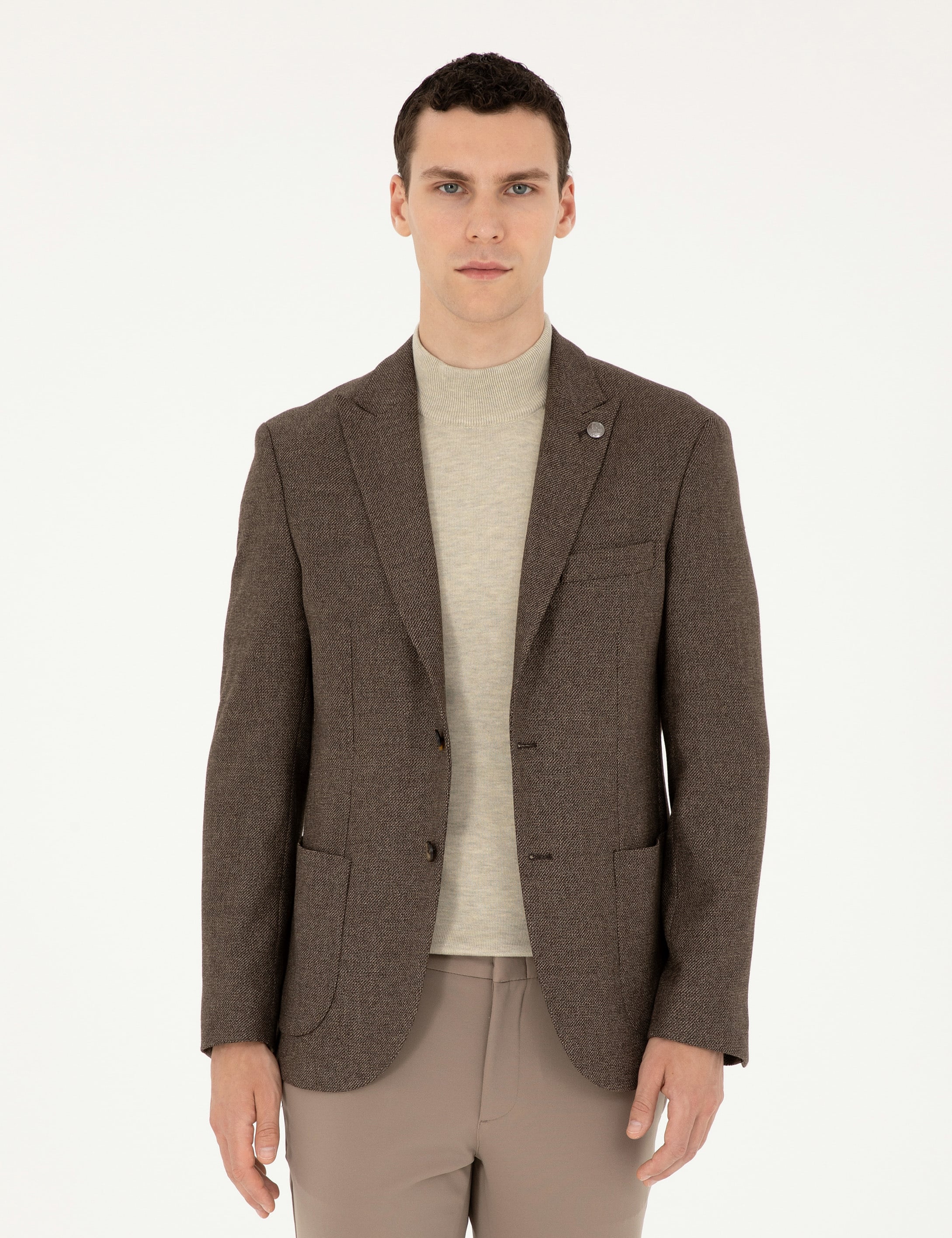 Kahverengi Slim Fit Ceket