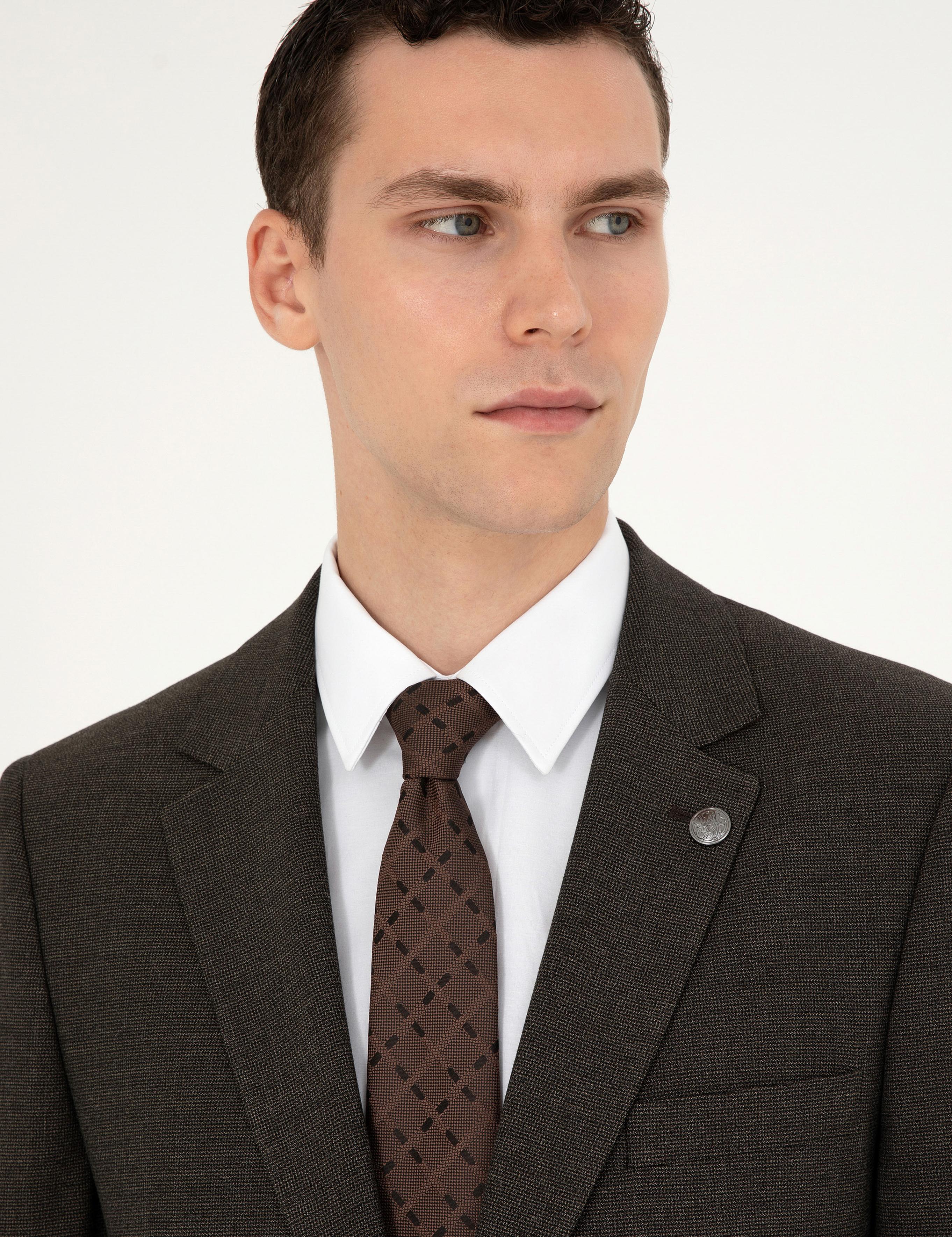 Kahverengi Slim Fit Takım Elbise