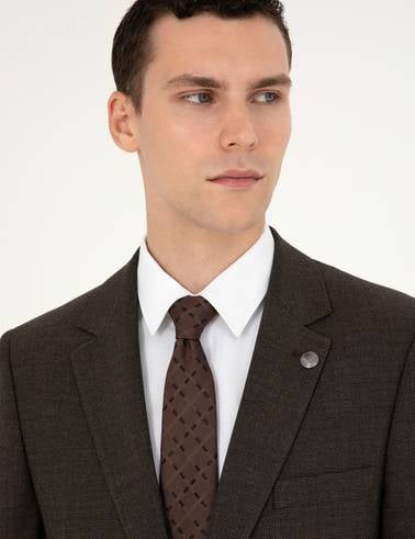 Kahverengi Slim Fit Takım Elbise