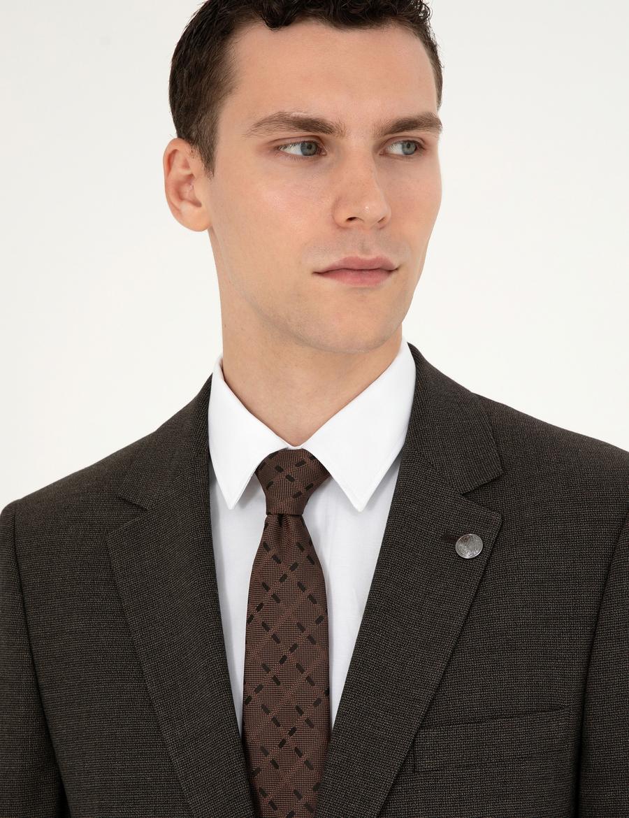 Kahverengi Slim Fit Takım Elbise