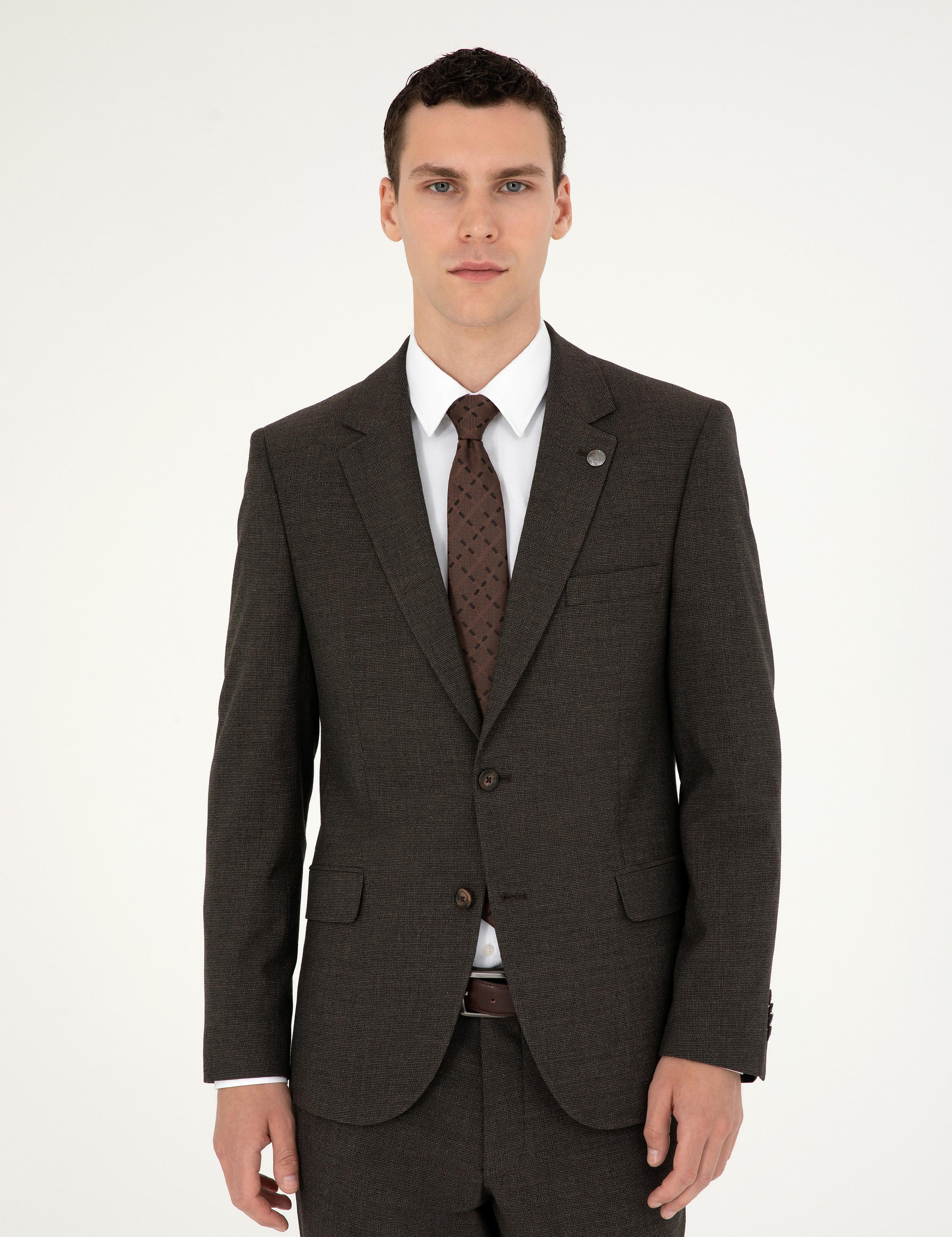 Kahverengi Slim Fit Takım Elbise