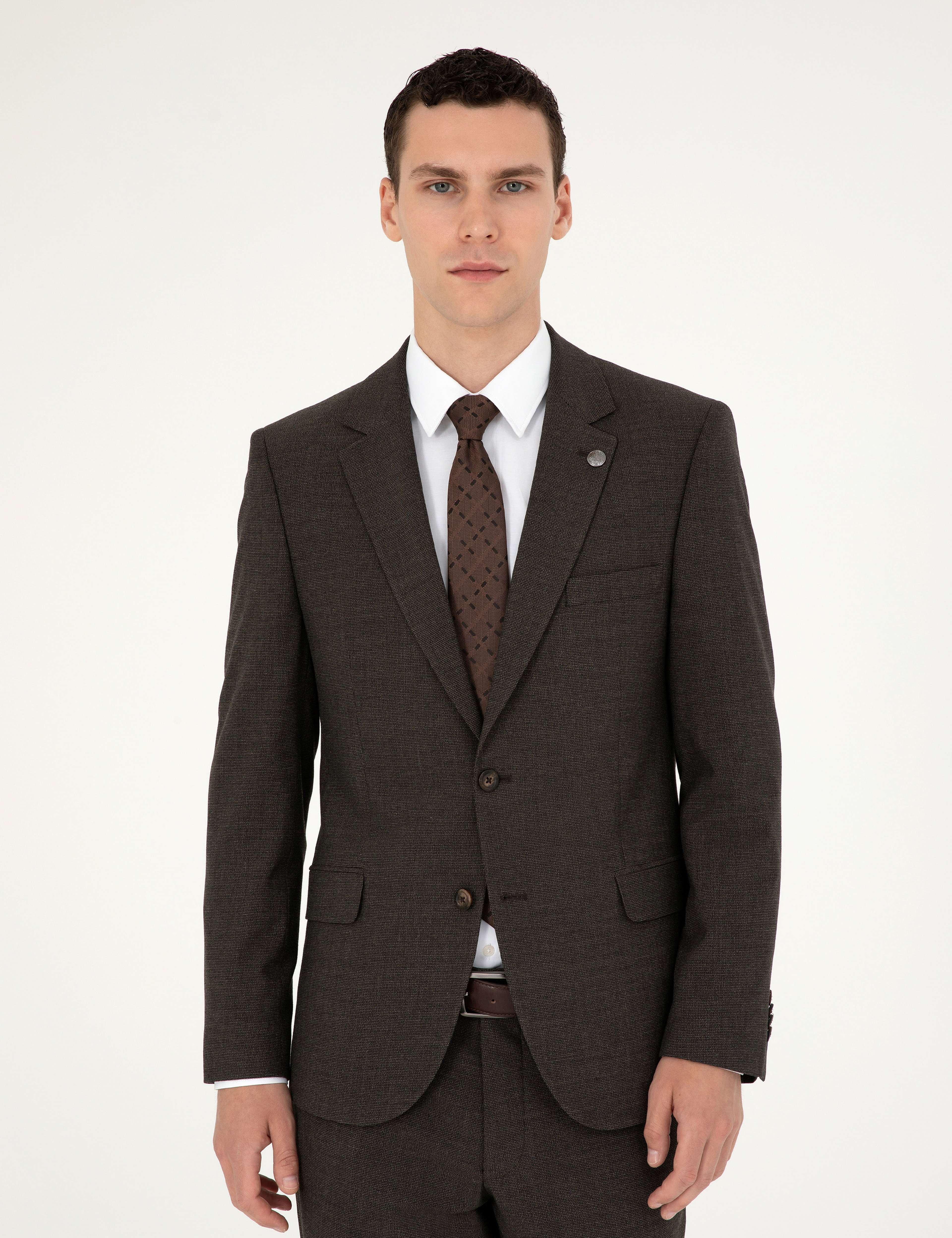 Kahverengi Slim Fit Takım Elbise