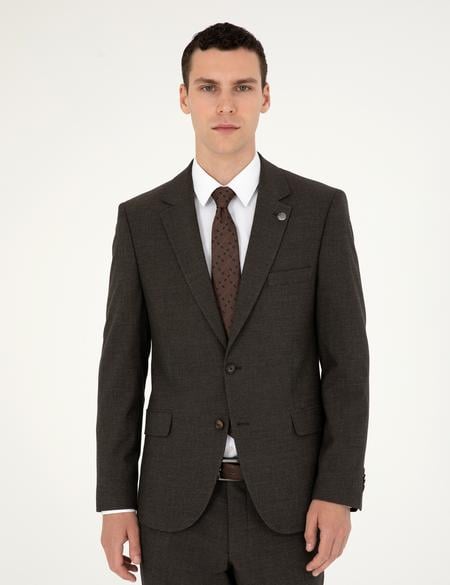 Kahverengi Slim Fit Takım Elbise - 50292221077