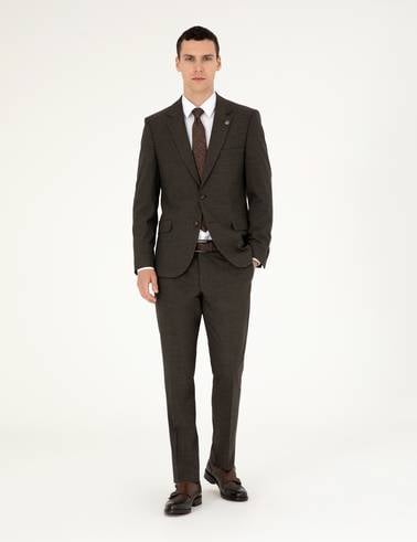 Kahverengi Slim Fit Takım Elbise