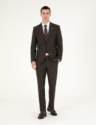Kahverengi Slim Fit Takım Elbise