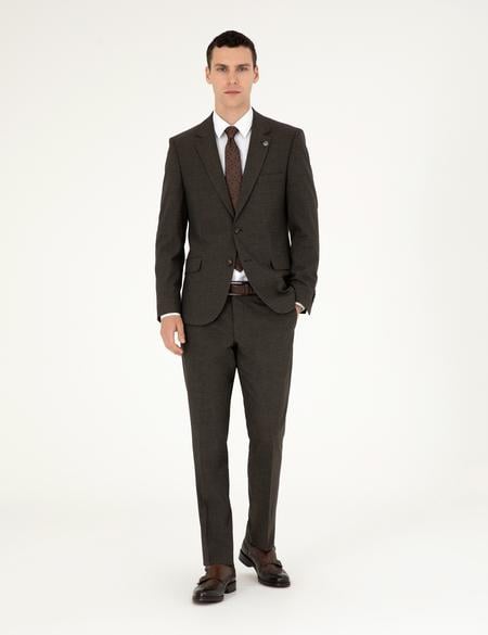 Kahverengi Slim Fit Takım Elbise - 50292221077