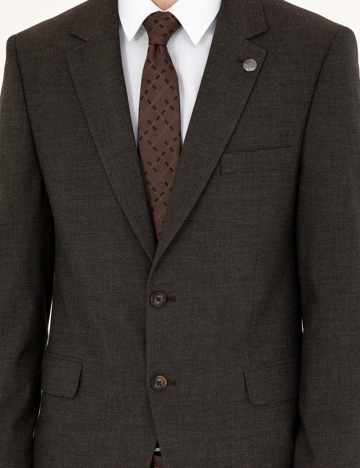 Kahverengi Slim Fit Takım Elbise - 50292221077