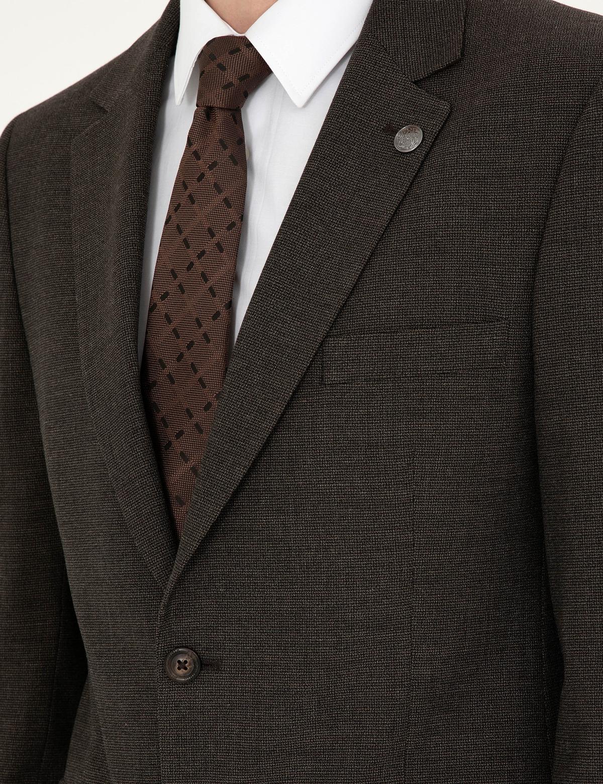 Kahverengi Slim Fit Takım Elbise - 50292221077