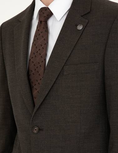 Kahverengi Slim Fit Takım Elbise