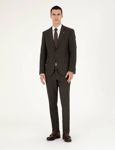 Kahverengi Slim Fit Takım Elbise
