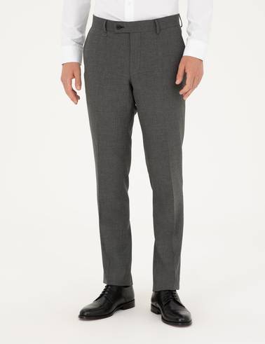 Füme Slim Fit Çizgili Kumaş Pantolon