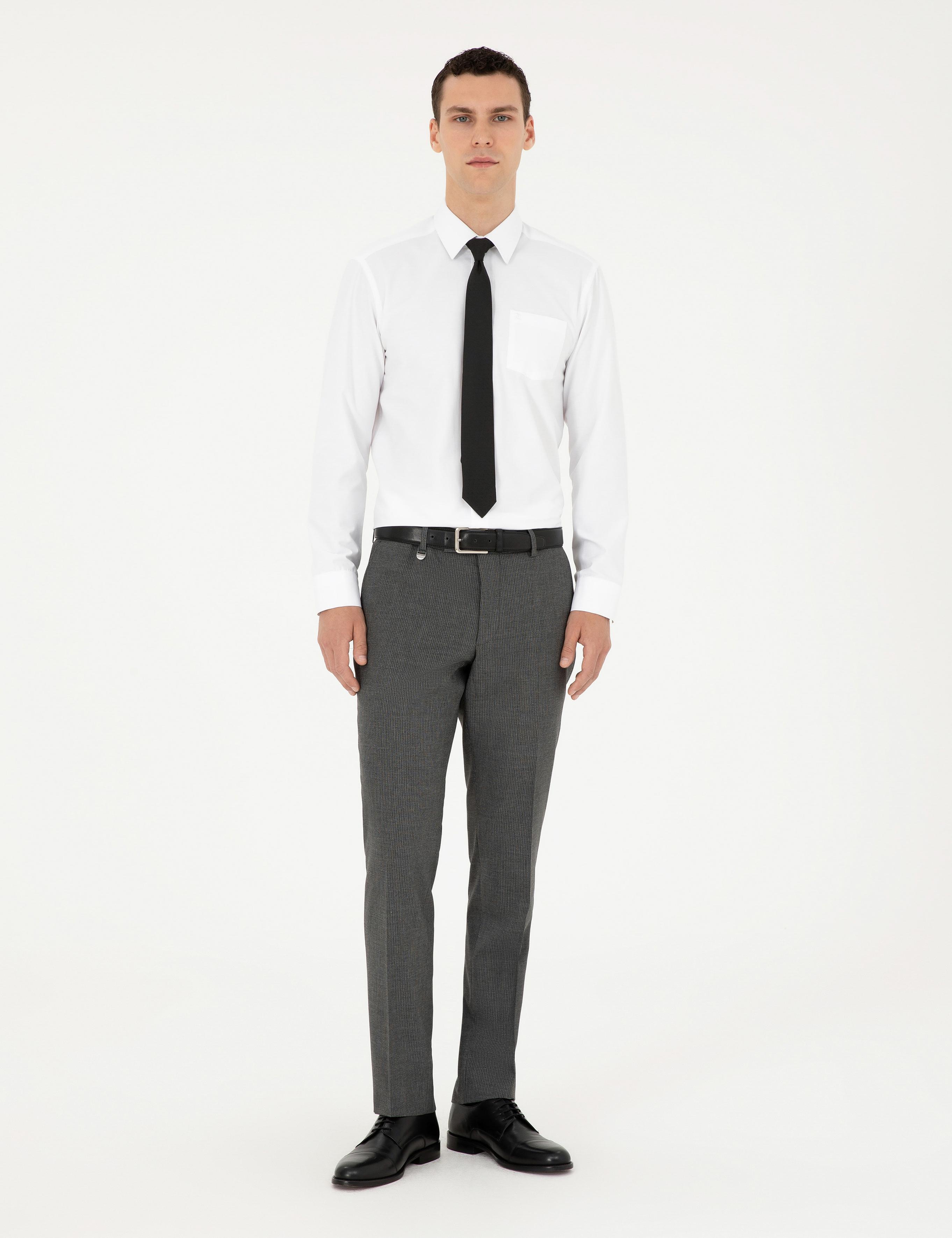 Füme Slim Fit Çizgili Kumaş Pantolon