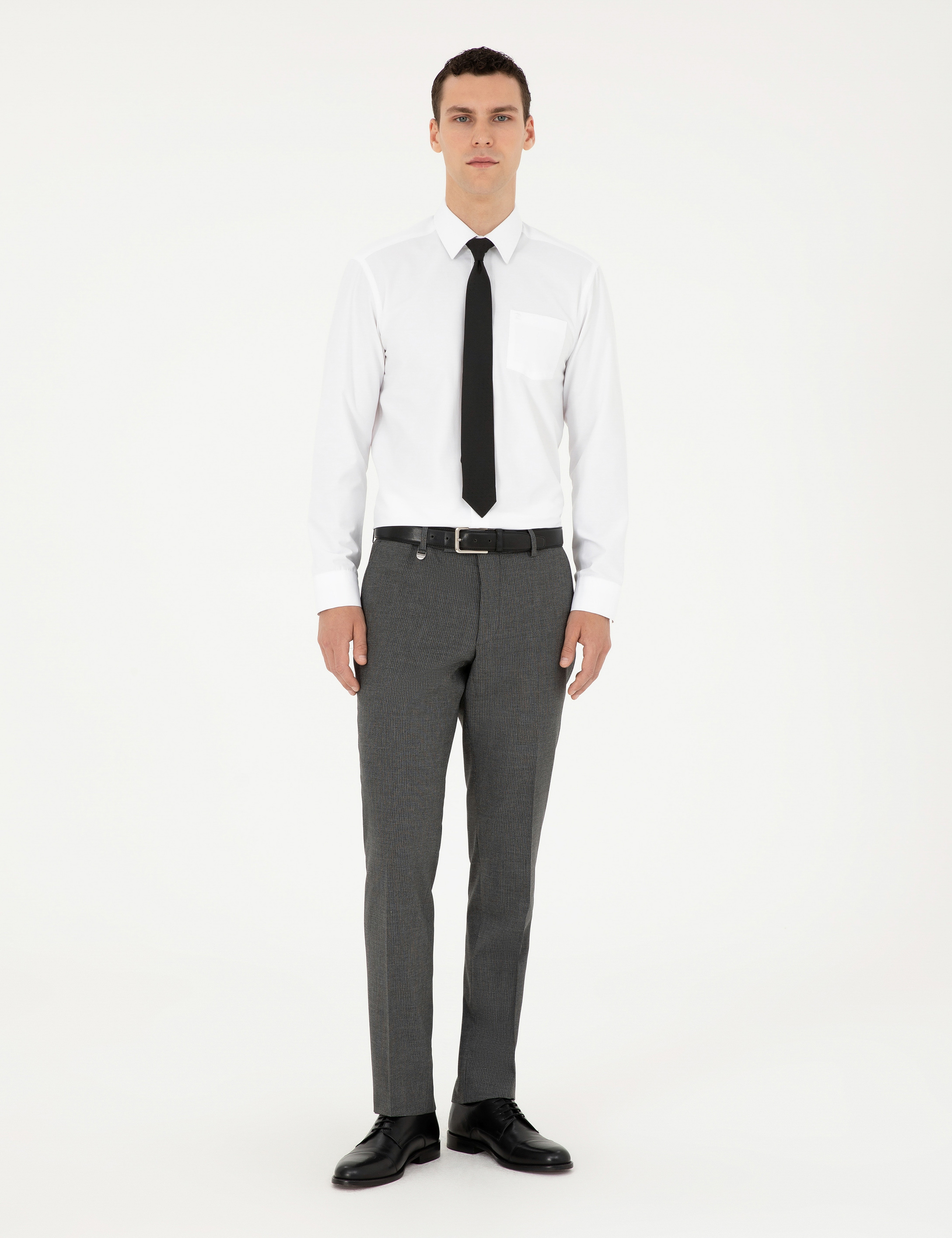 Füme Slim Fit Çizgili Kumaş Pantolon - Image 3