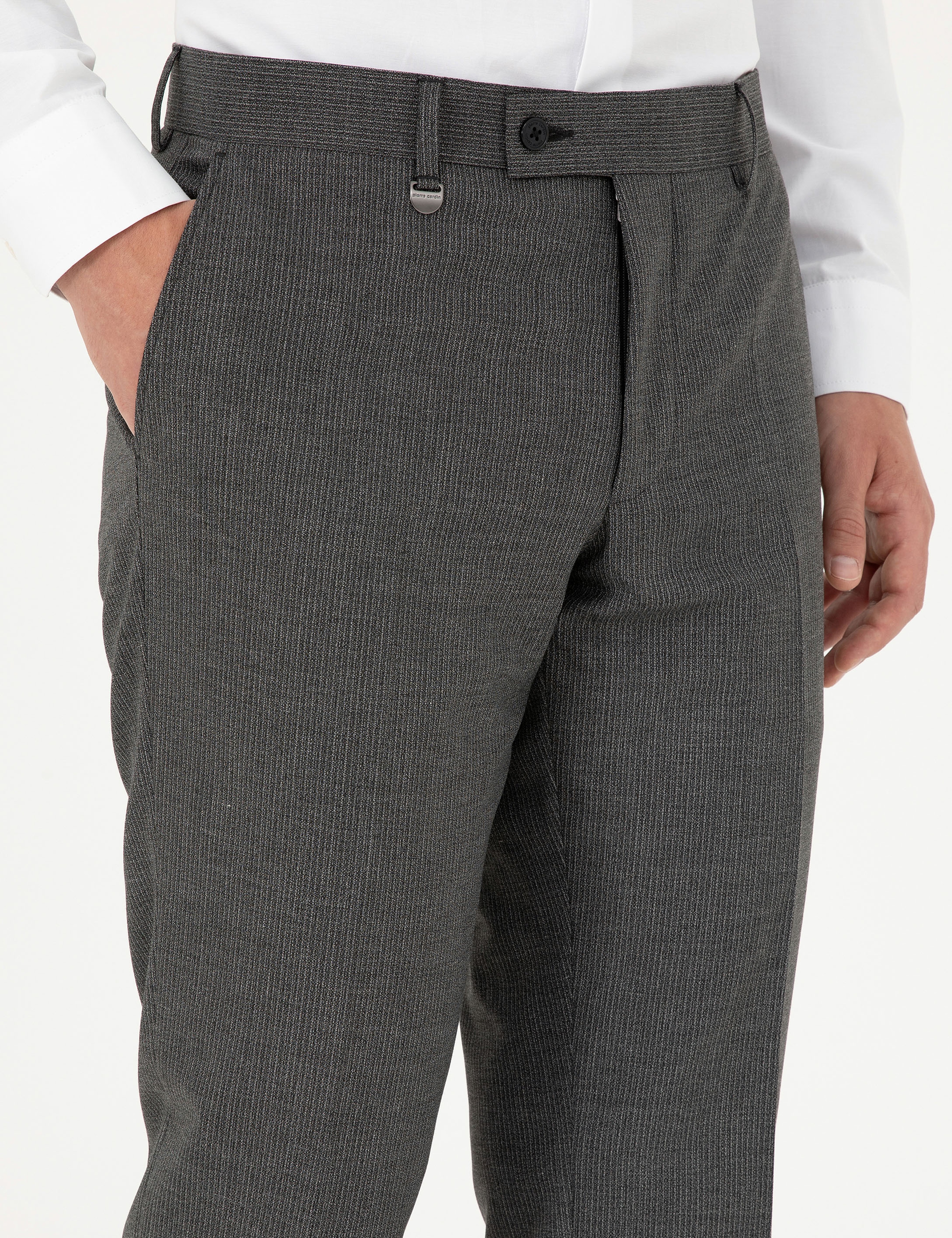 Füme Slim Fit Çizgili Kumaş Pantolon