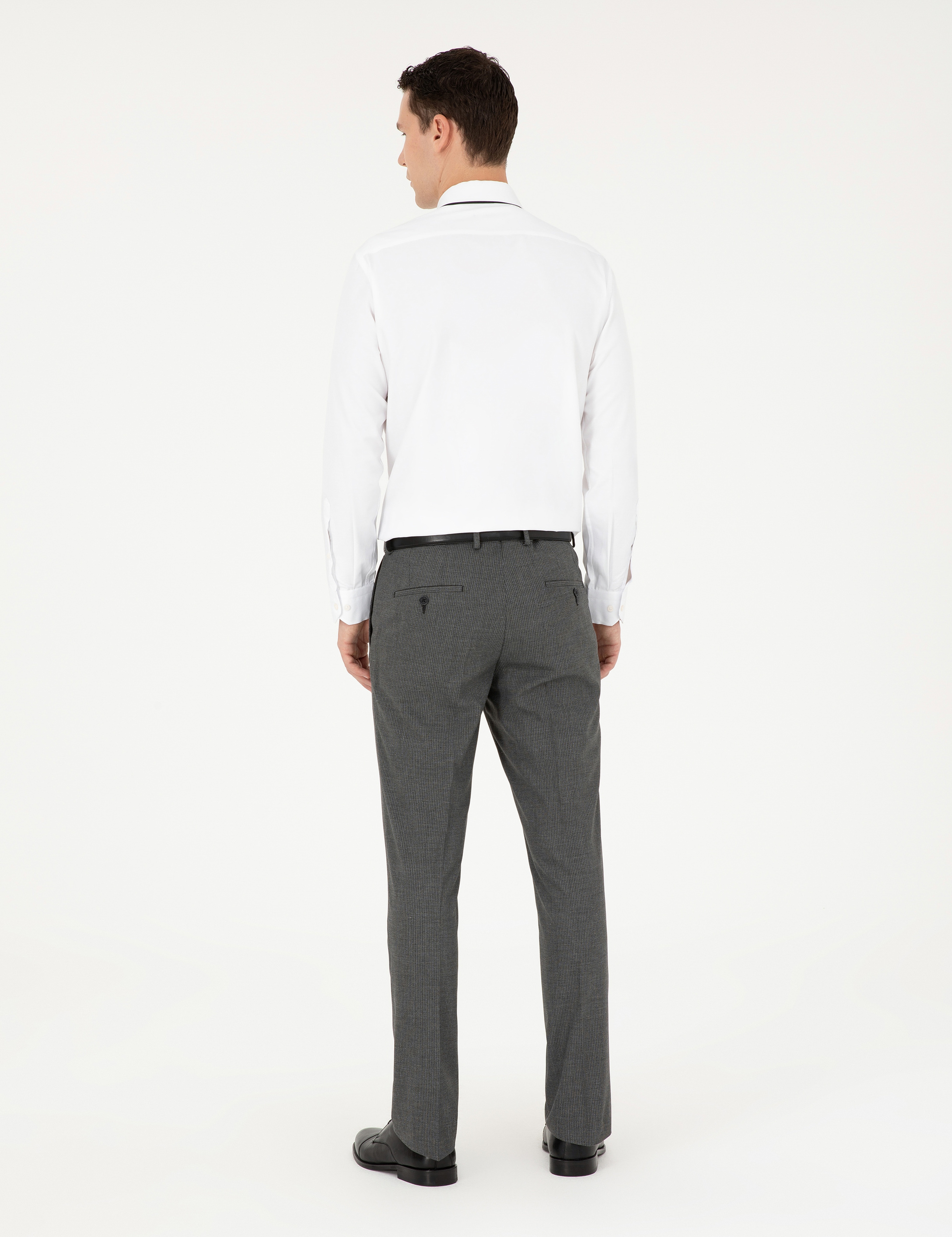Füme Slim Fit Çizgili Kumaş Pantolon - Image 4