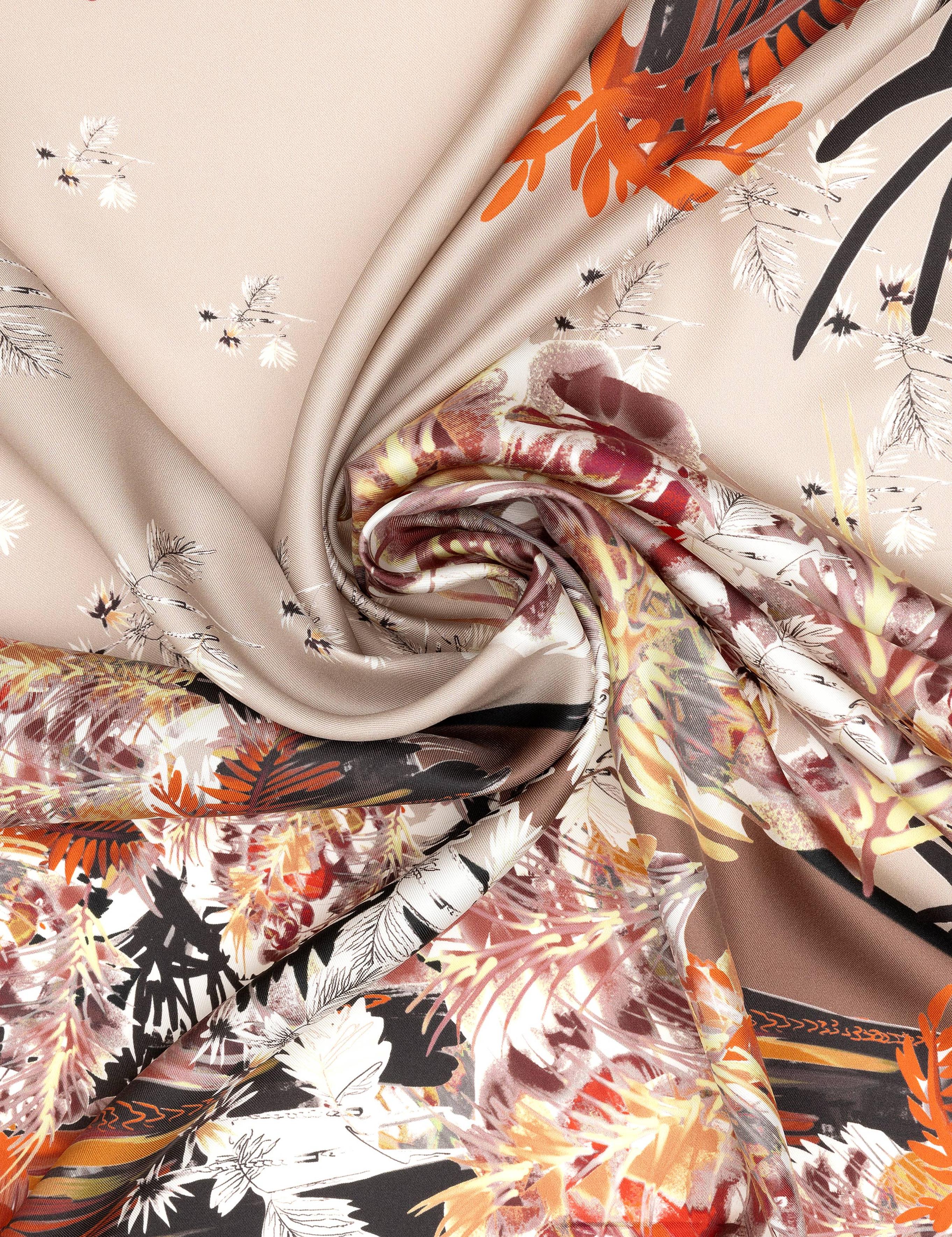 Bej İpek Tivil Eşarp