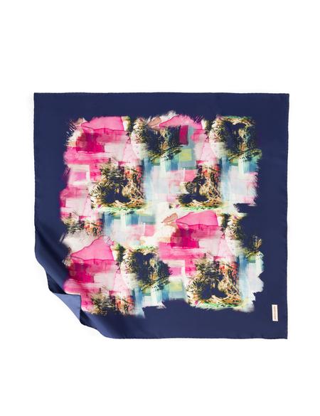 Lacivert İpek Tivil Eşarp - 50302695004