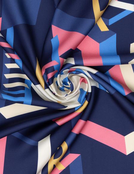 Lacivert İpek Tivil Eşarp - 50302698002