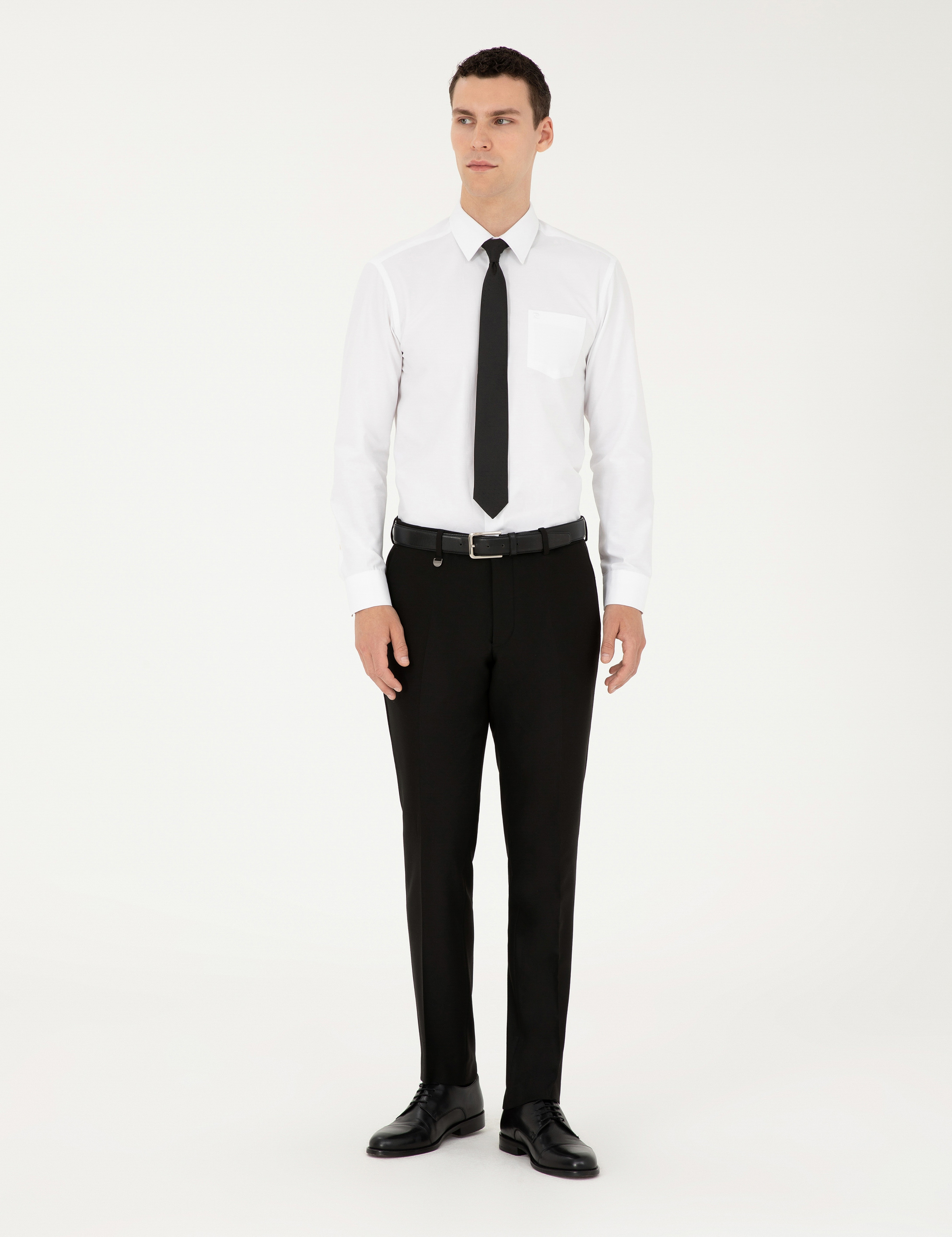 Siyah Slim Fit Kumaş Pantolon - Image 3