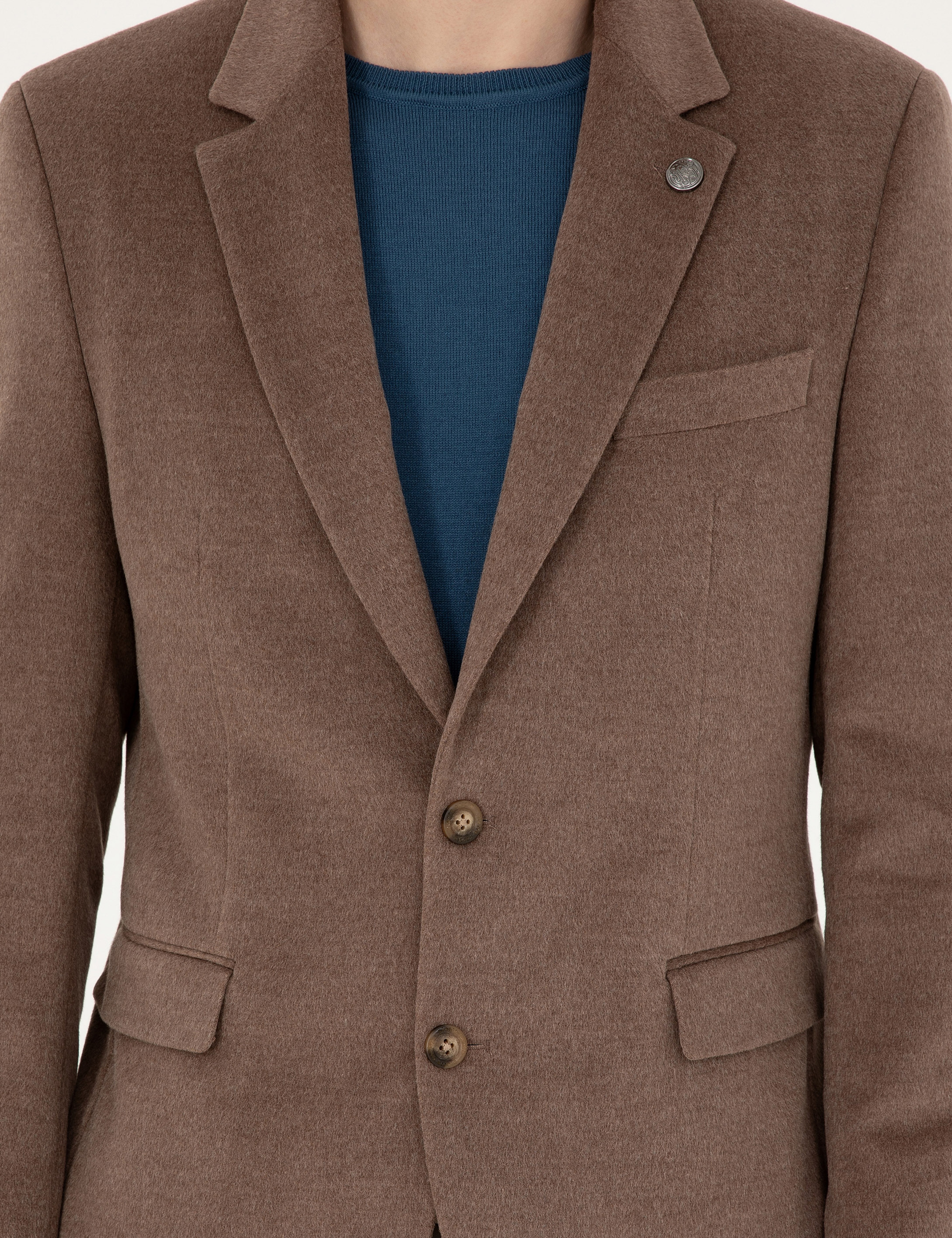 Açık Kahverengi Slim Fit Ceket - Image 6
