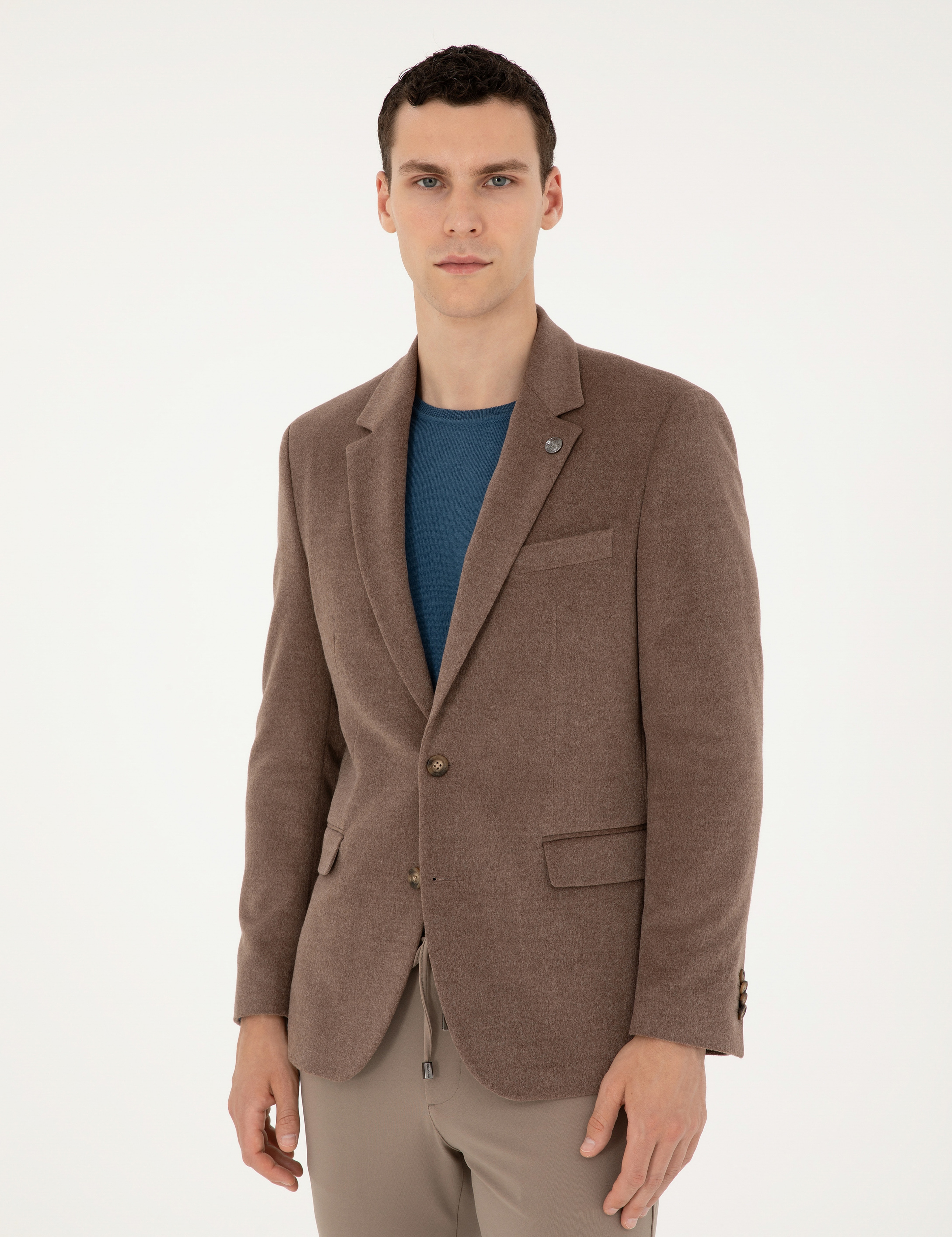 Açık Kahverengi Slim Fit Ceket - Image 3