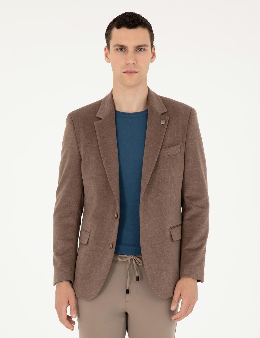 Açık Kahverengi Slim Fit Ceket