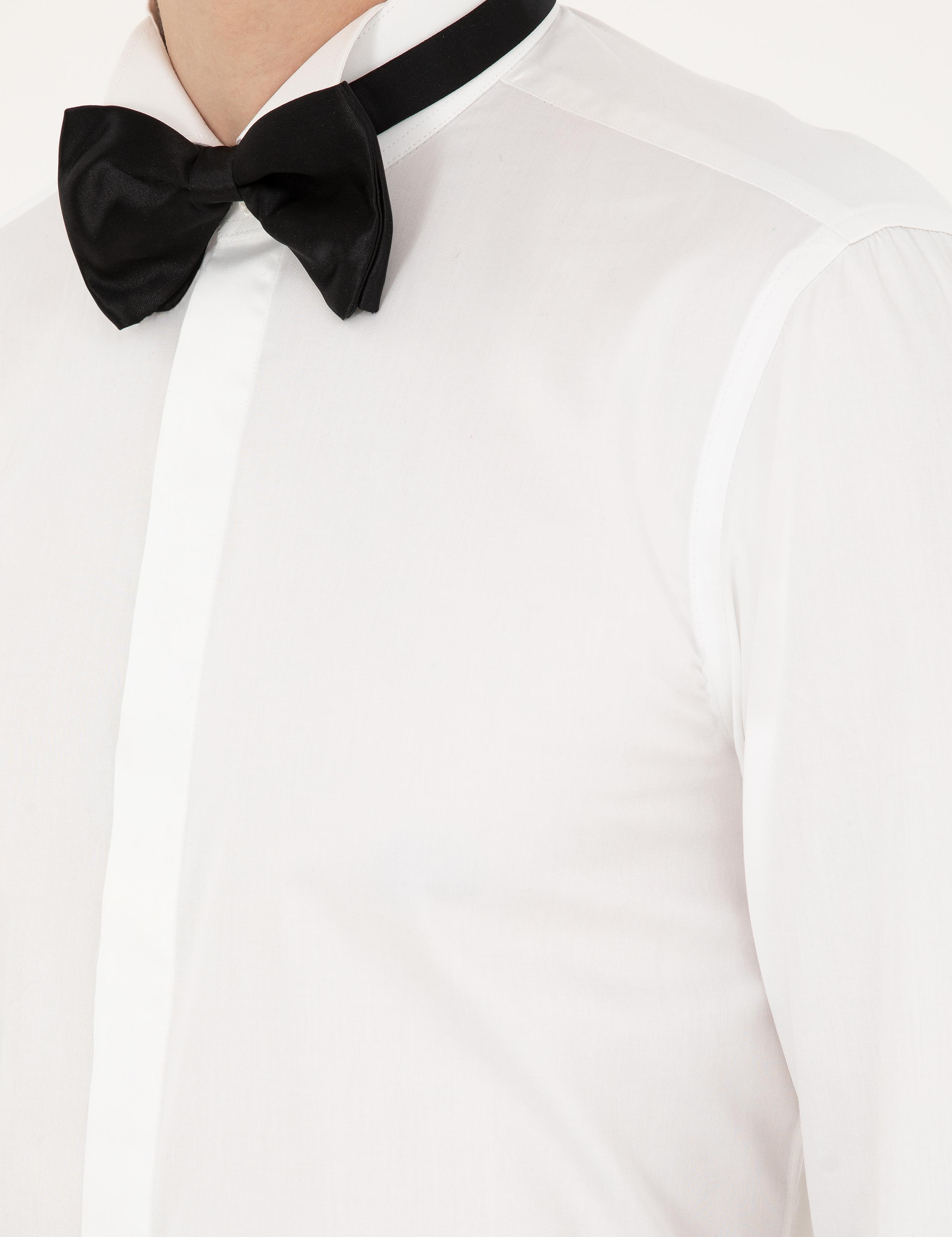 Beyaz Slim Fit Smokin Gömlek