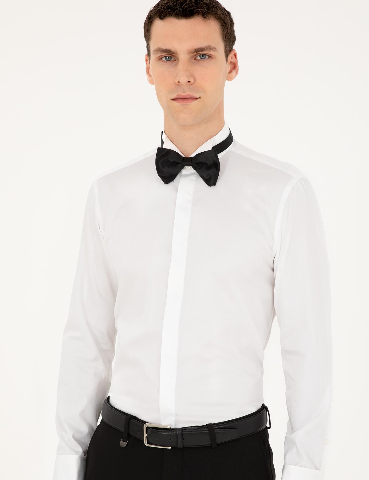 Beyaz Slim Fit Smokin Gömlek - 50236008005