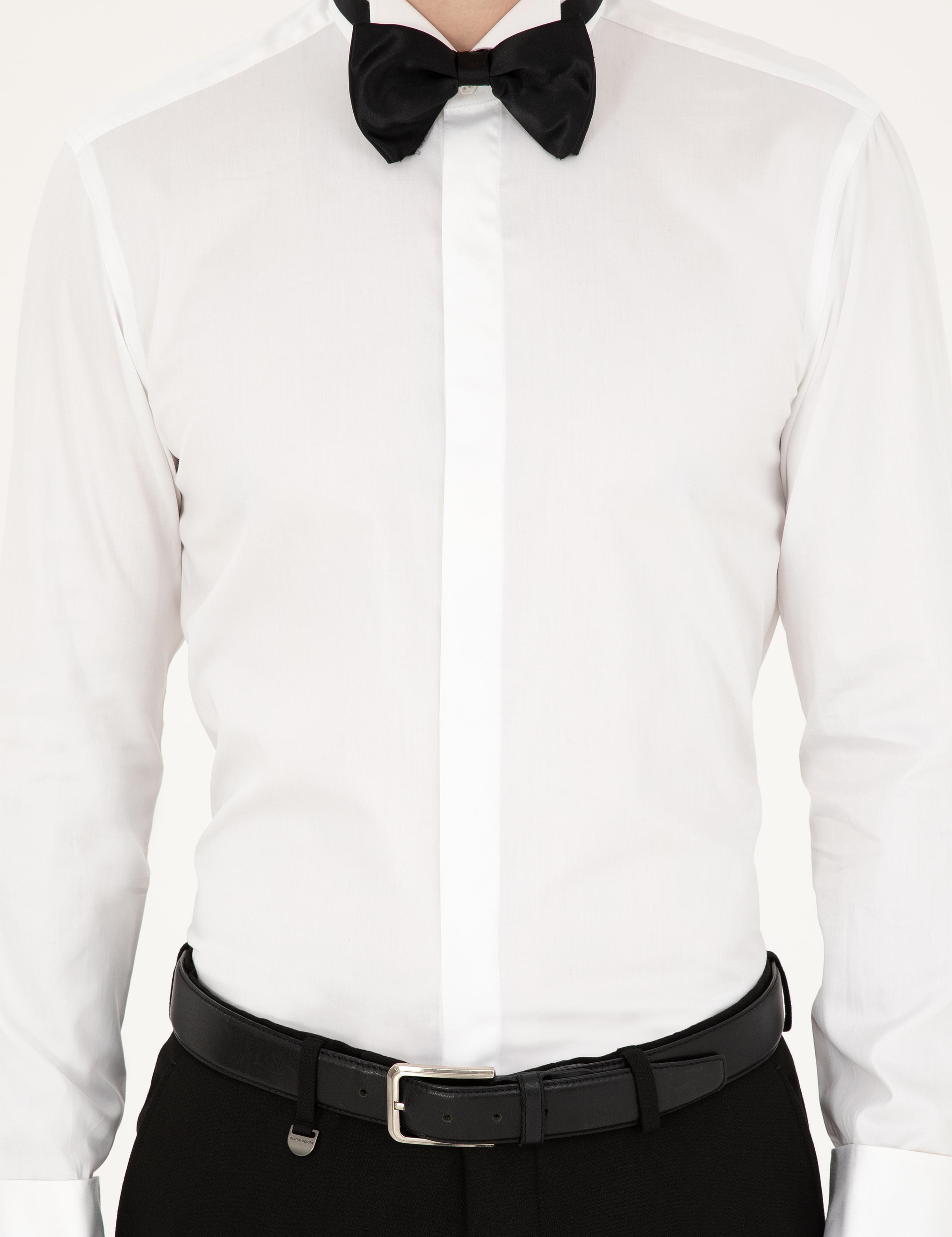 Beyaz Slim Fit Smokin Gömlek