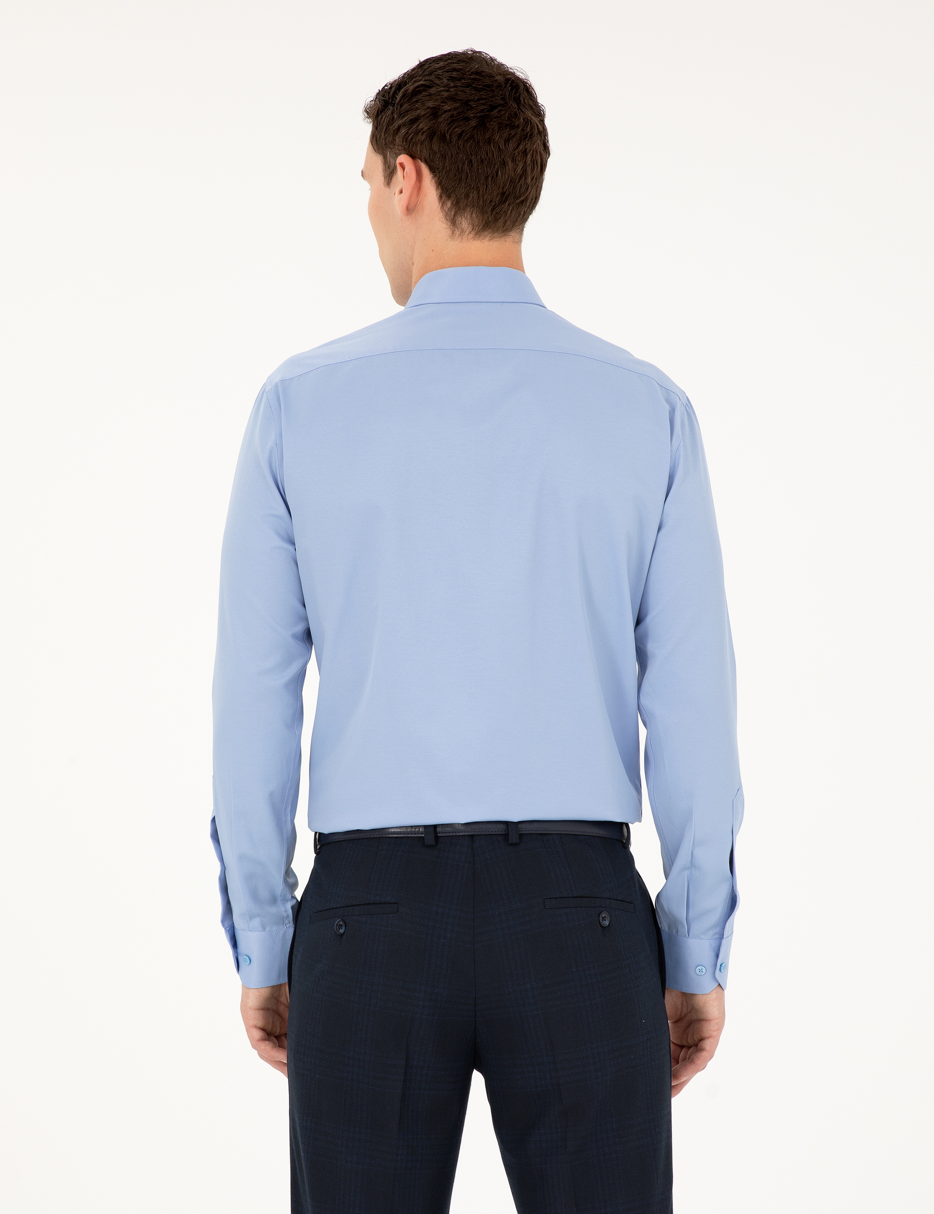 Mavi Slim Fit Uzun Kollu Basic Gömlek - Image 5