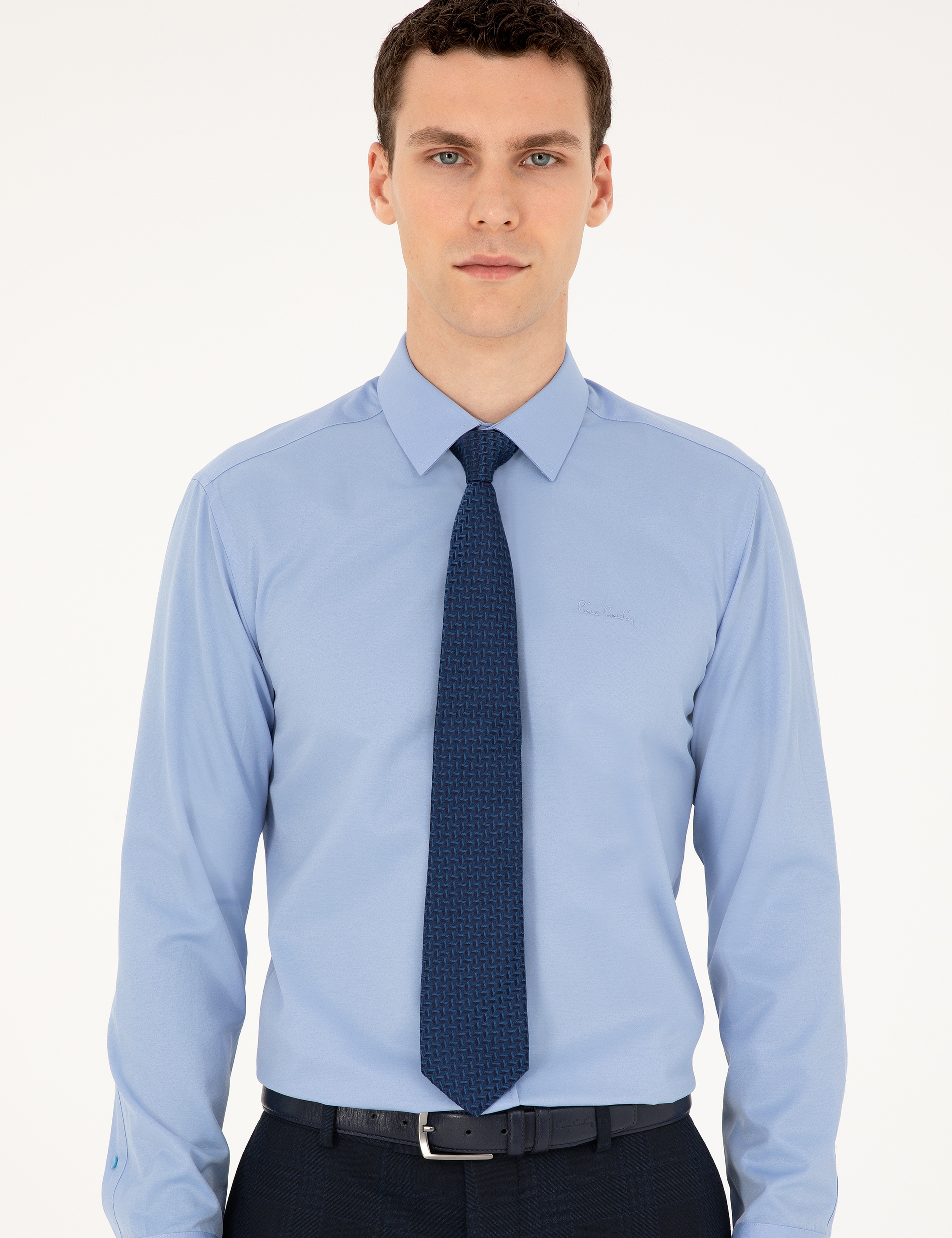 Mavi Slim Fit Uzun Kollu Basic Gömlek - Image 3