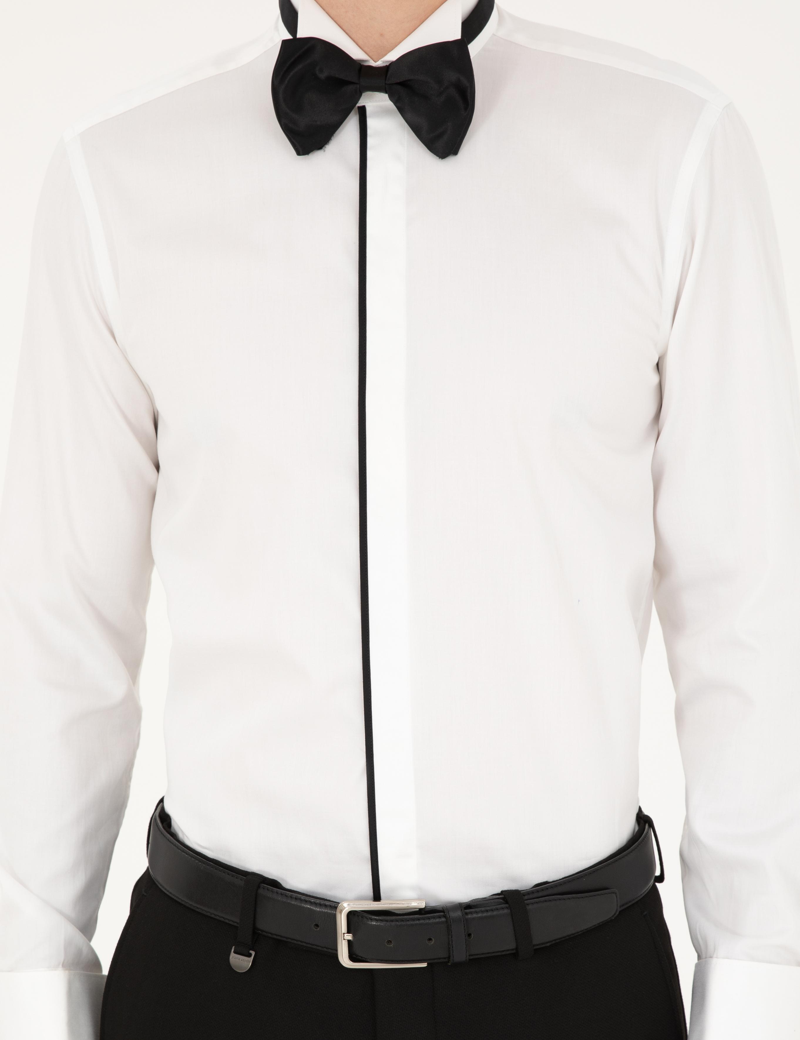 Beyaz Slim Fit Smokin Gömlek