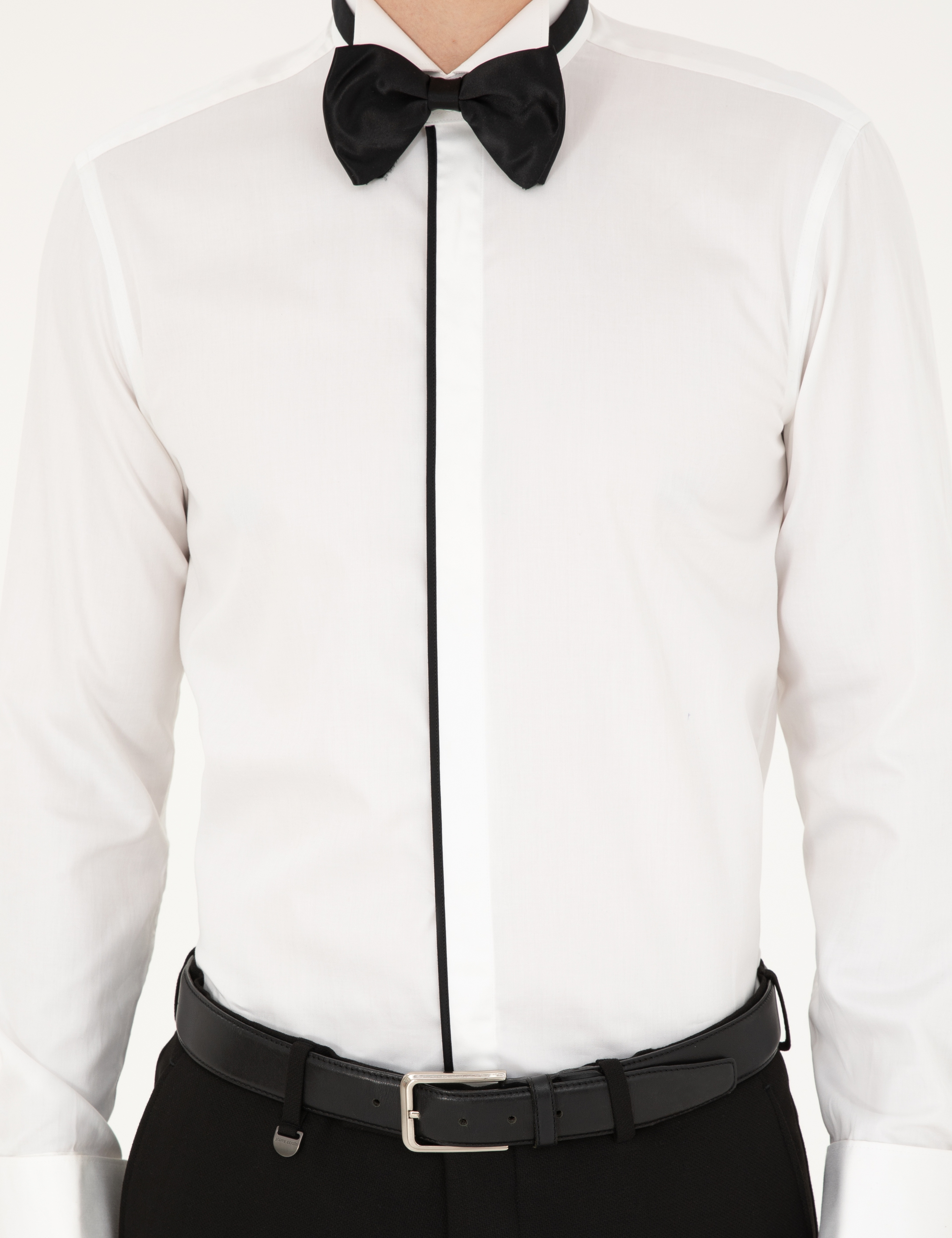 Beyaz Slim Fit Smokin Gömlek - Image 6
