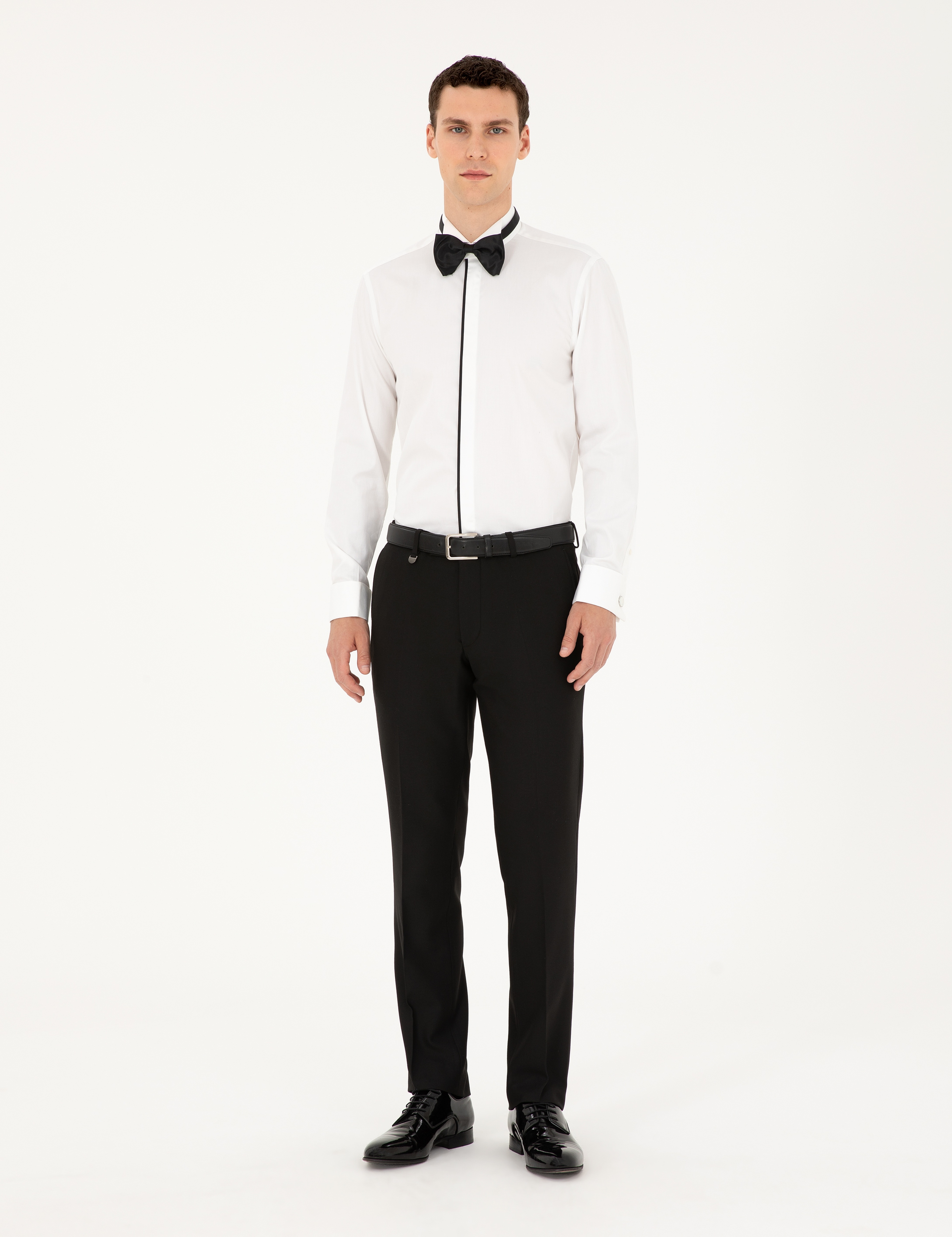 Beyaz Slim Fit Smokin Gömlek - Image 4