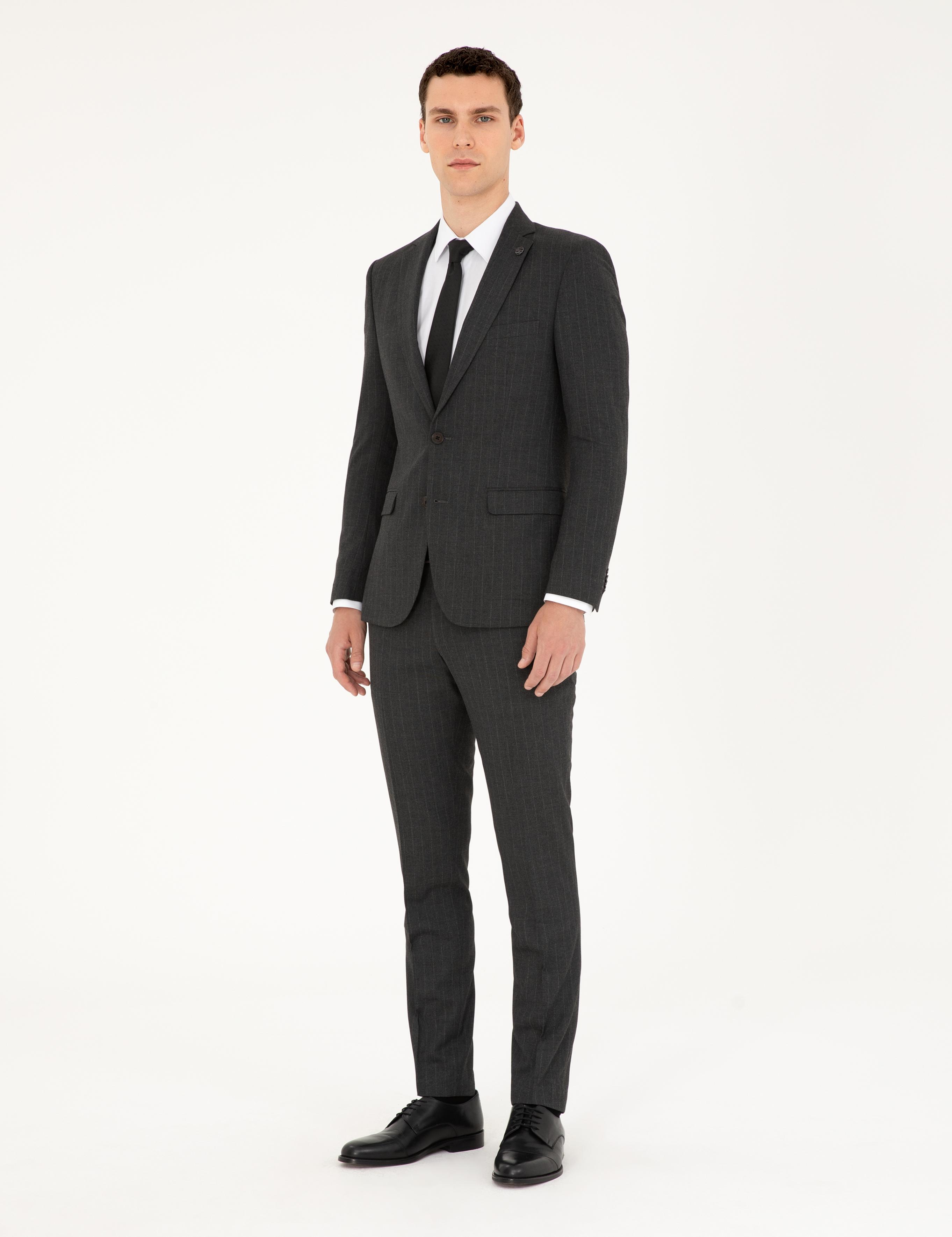 Füme Süper Slim Takım Elbise