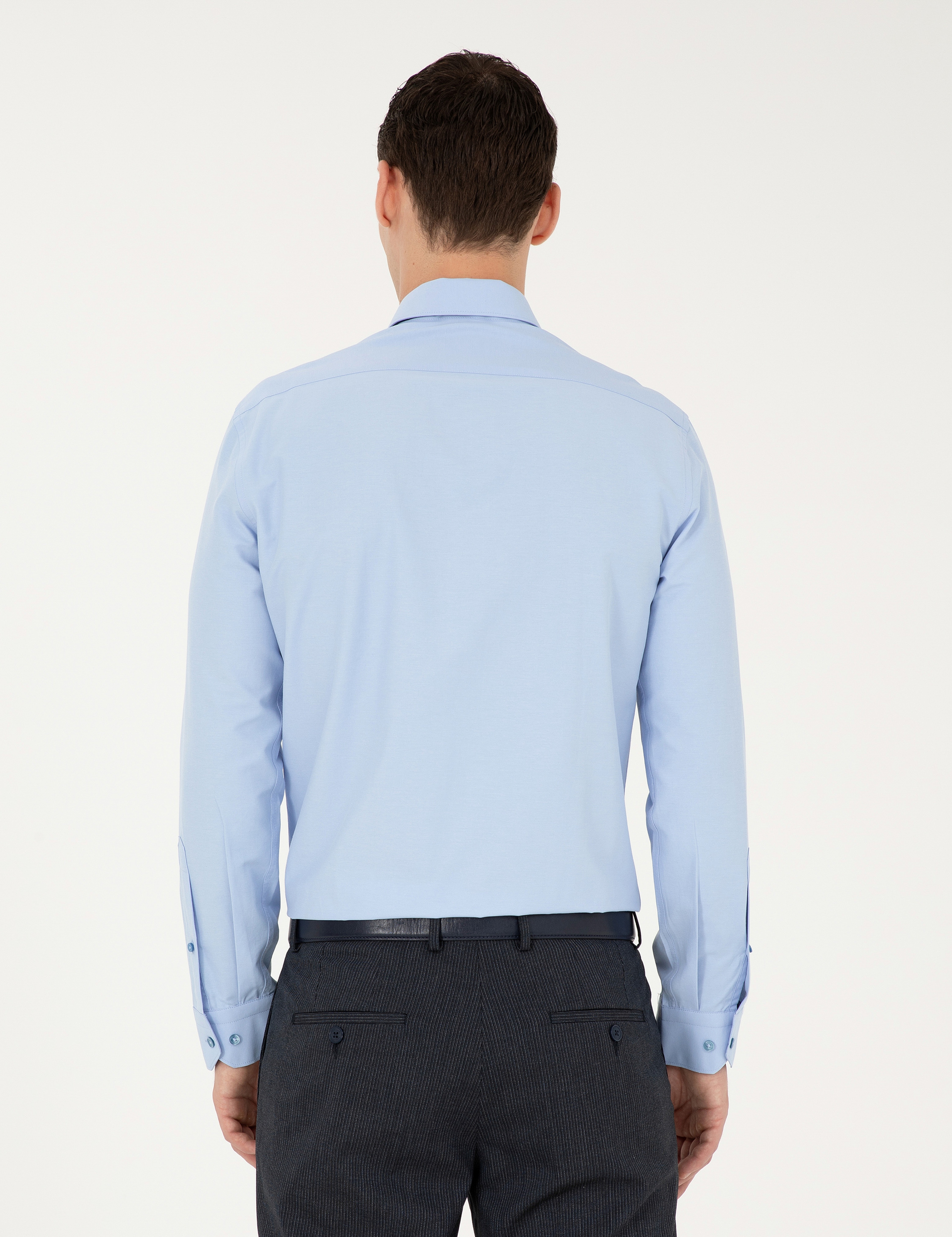 Mavi Slim Fit Uzun Kollu Basic Gömlek - Image 5
