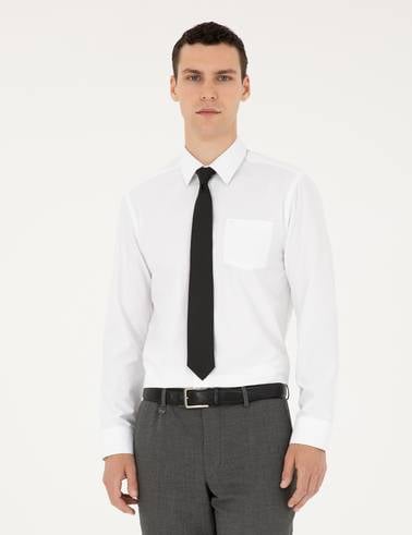 Beyaz Regular Fit Uzun Kollu Basic Gömlek
