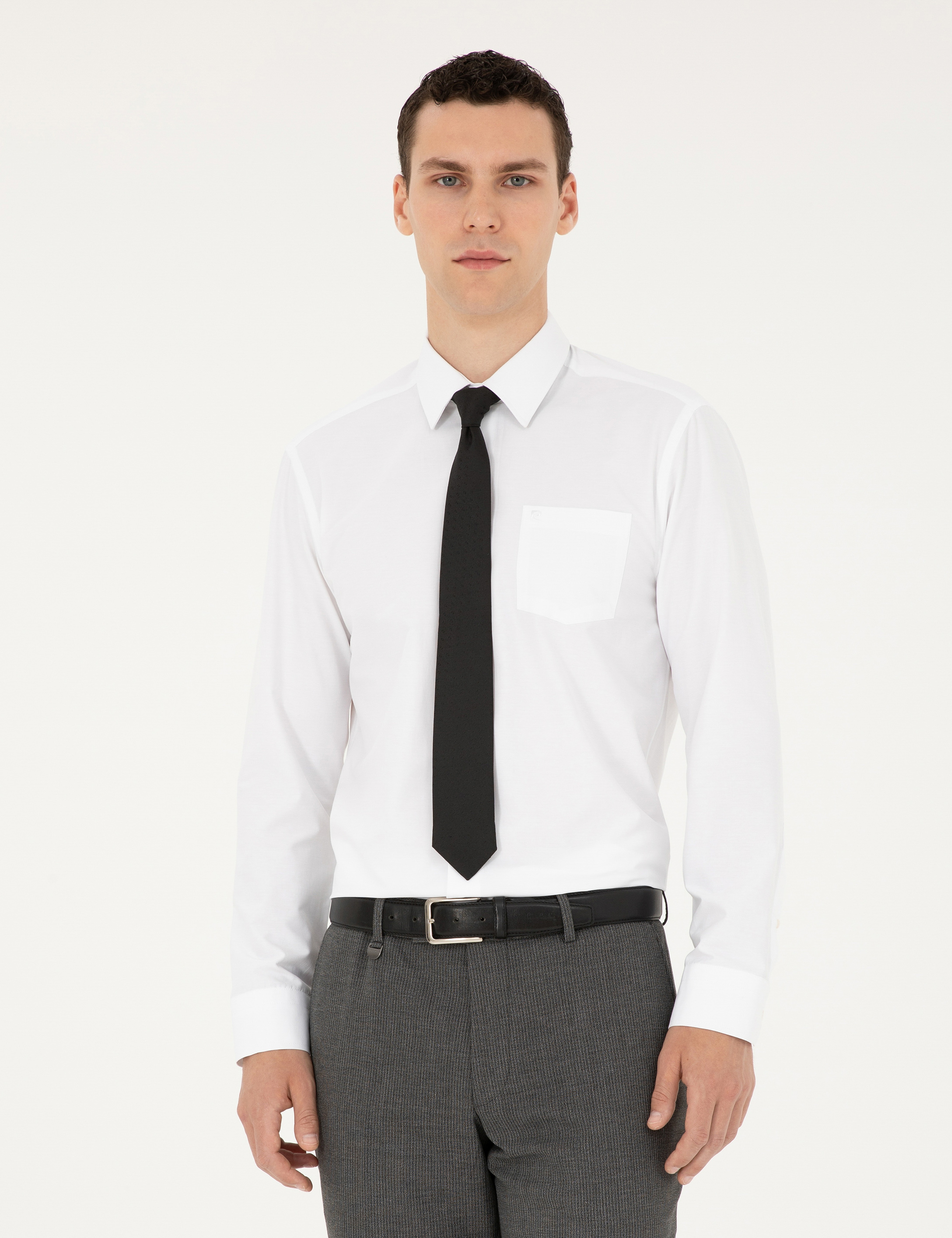 Beyaz Regular Fit Uzun Kollu Basic Gömlek - Image 1