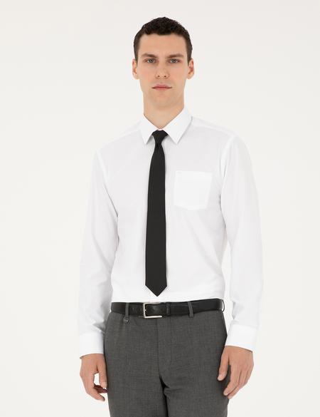 Beyaz Regular Fit Uzun Kollu Basic Gömlek - 50285596007