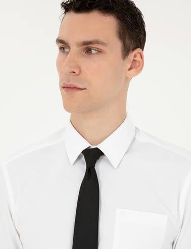 Beyaz Regular Fit Uzun Kollu Basic Gömlek