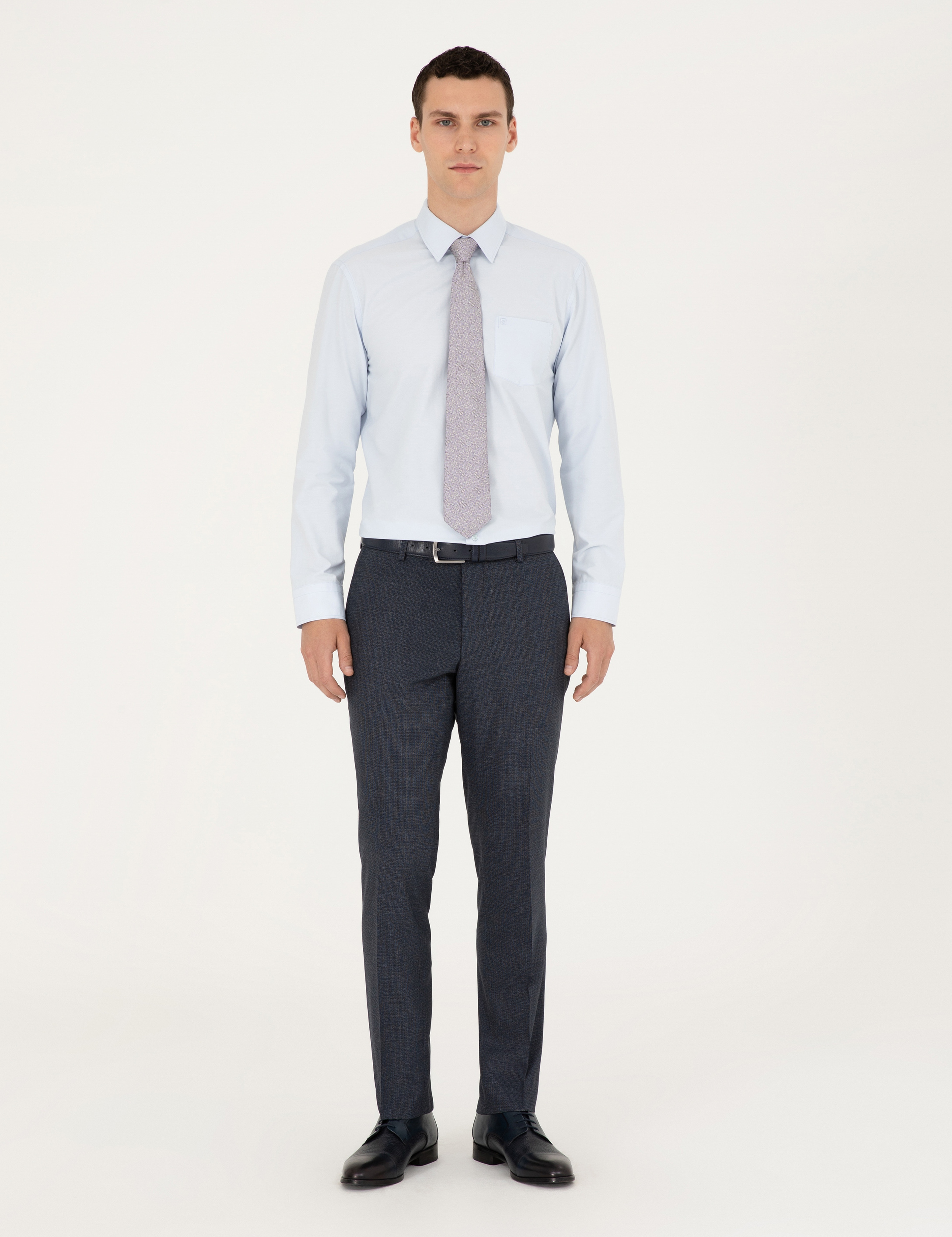 Açık Mavi Regular Fit Uzun Kollu Basic Gömlek - Image 4