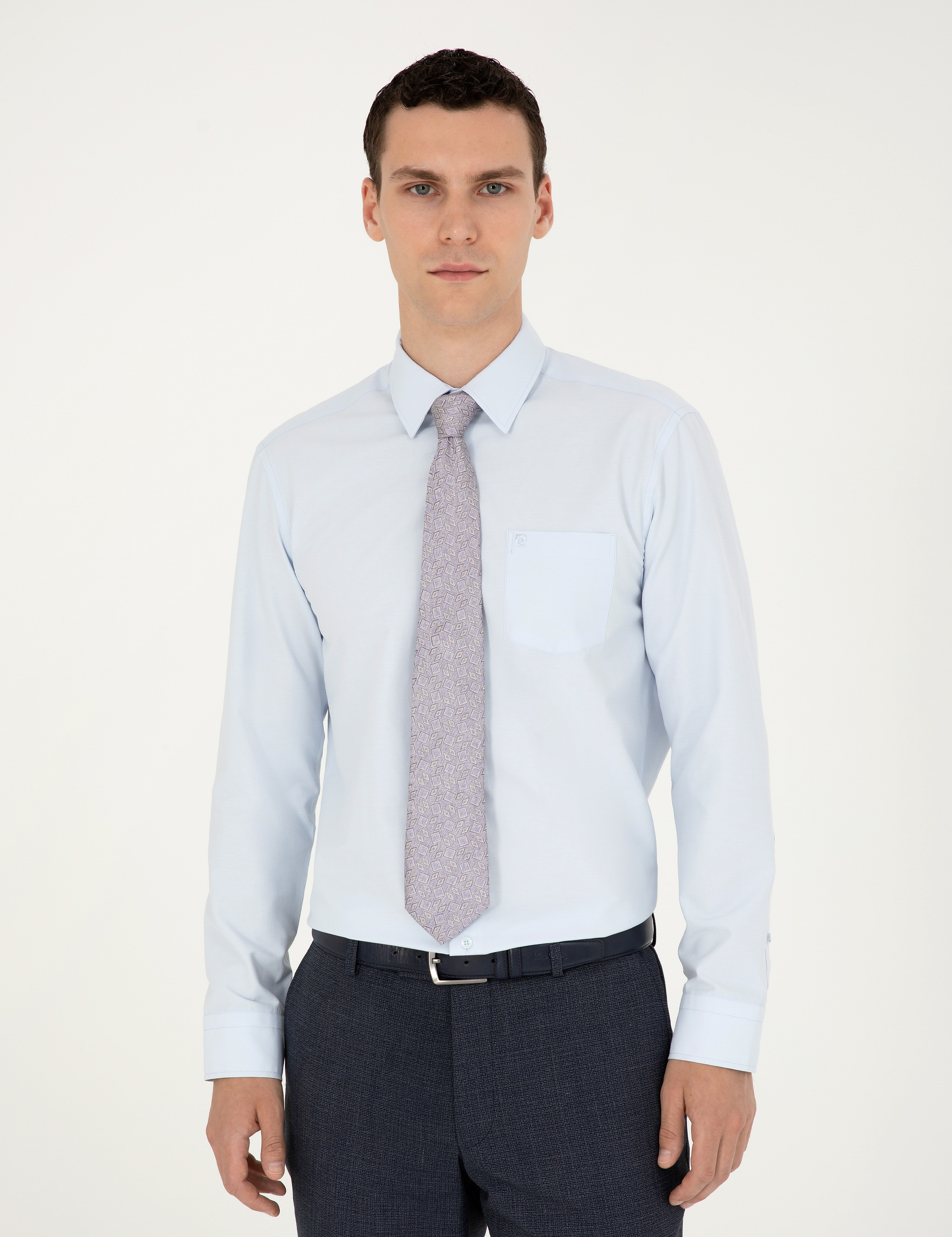 Açık Mavi Regular Fit Uzun Kollu Basic Gömlek - Image 3