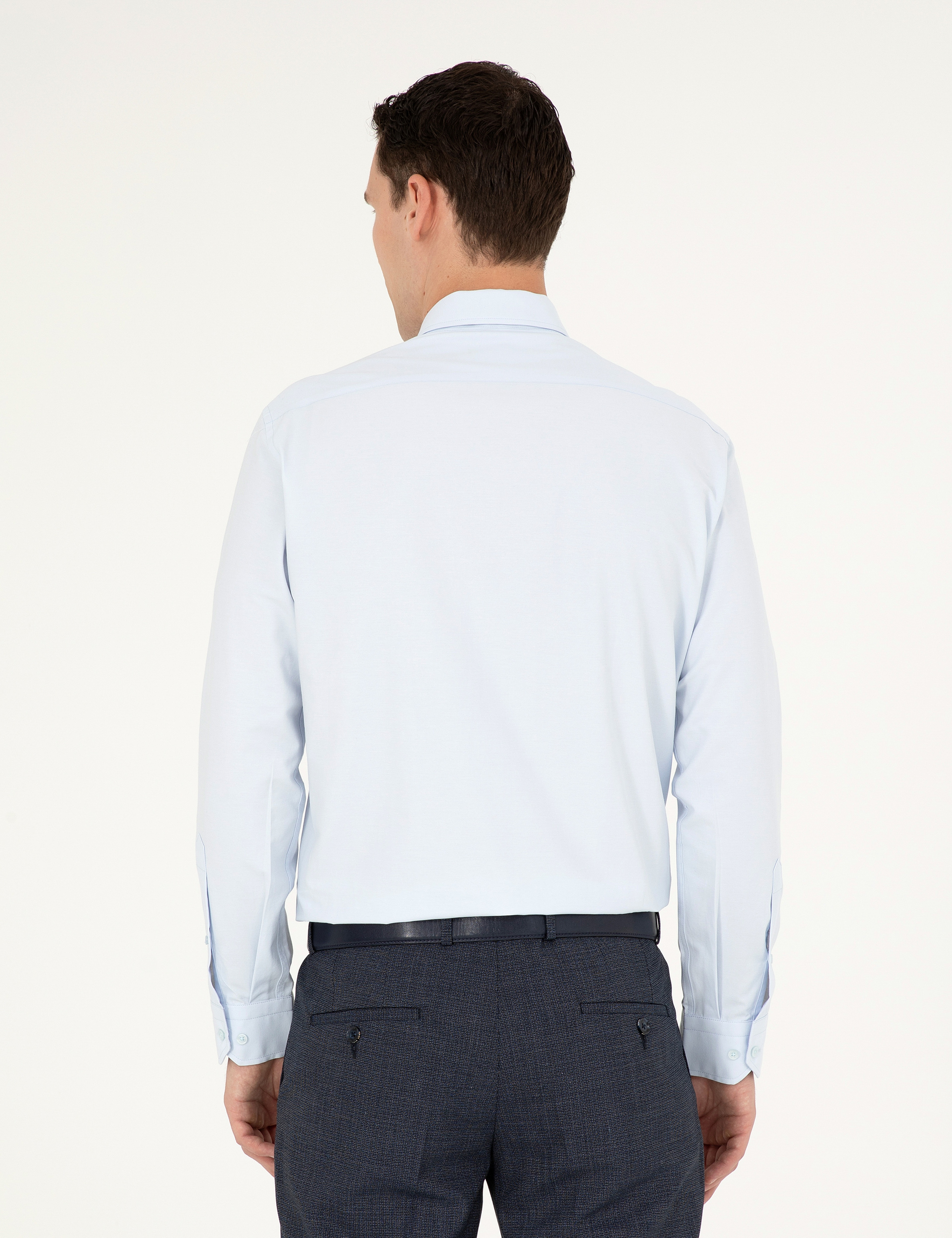 Açık Mavi Regular Fit Uzun Kollu Basic Gömlek - Image 5