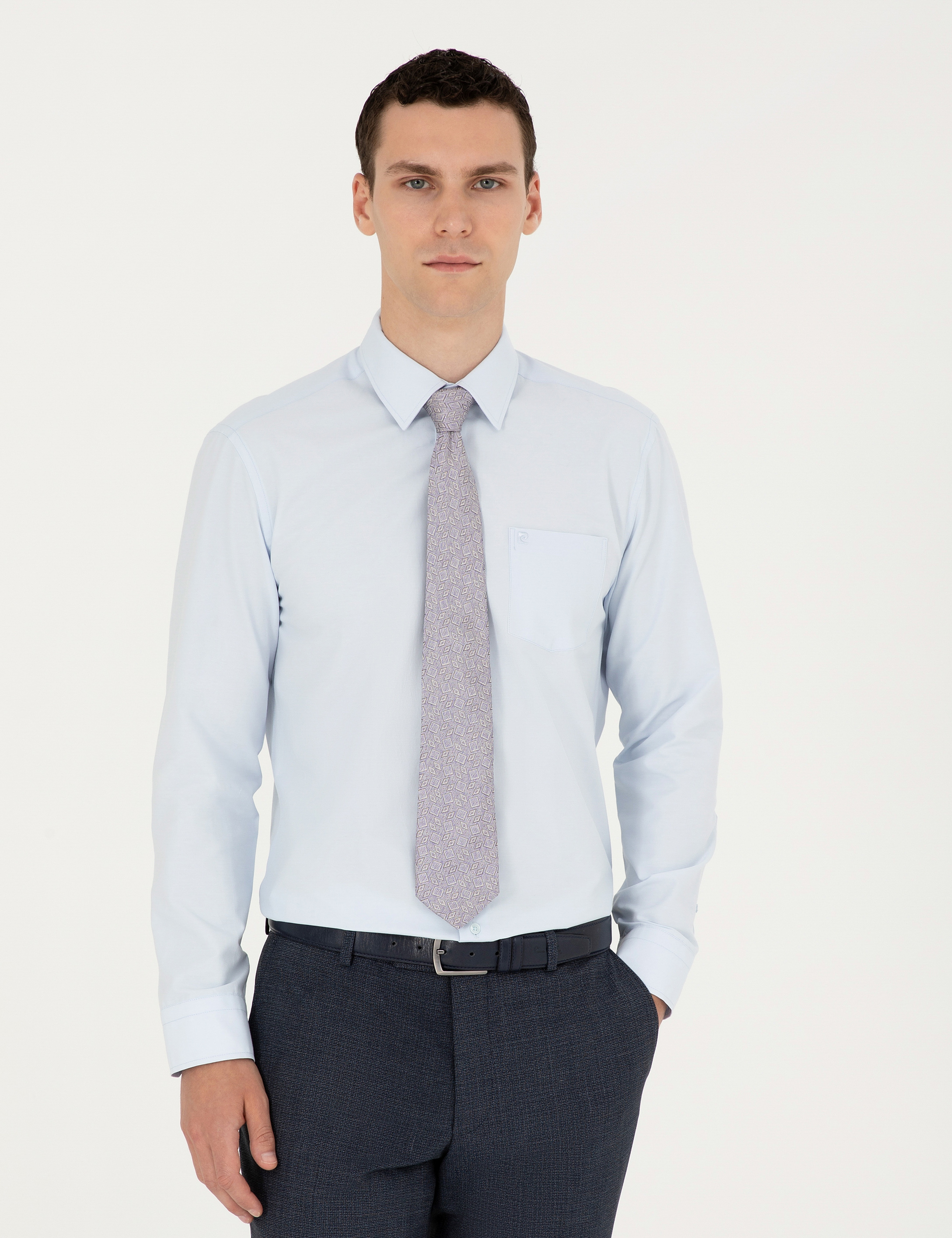 Açık Mavi Regular Fit Uzun Kollu Basic Gömlek - Image 1