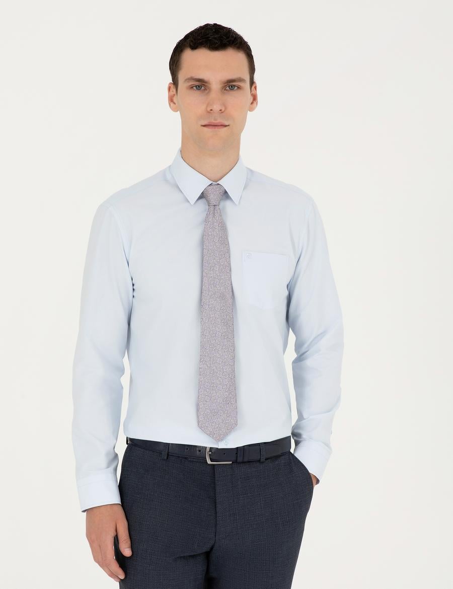 Açık Mavi Regular Fit Uzun Kollu Basic Gömlek