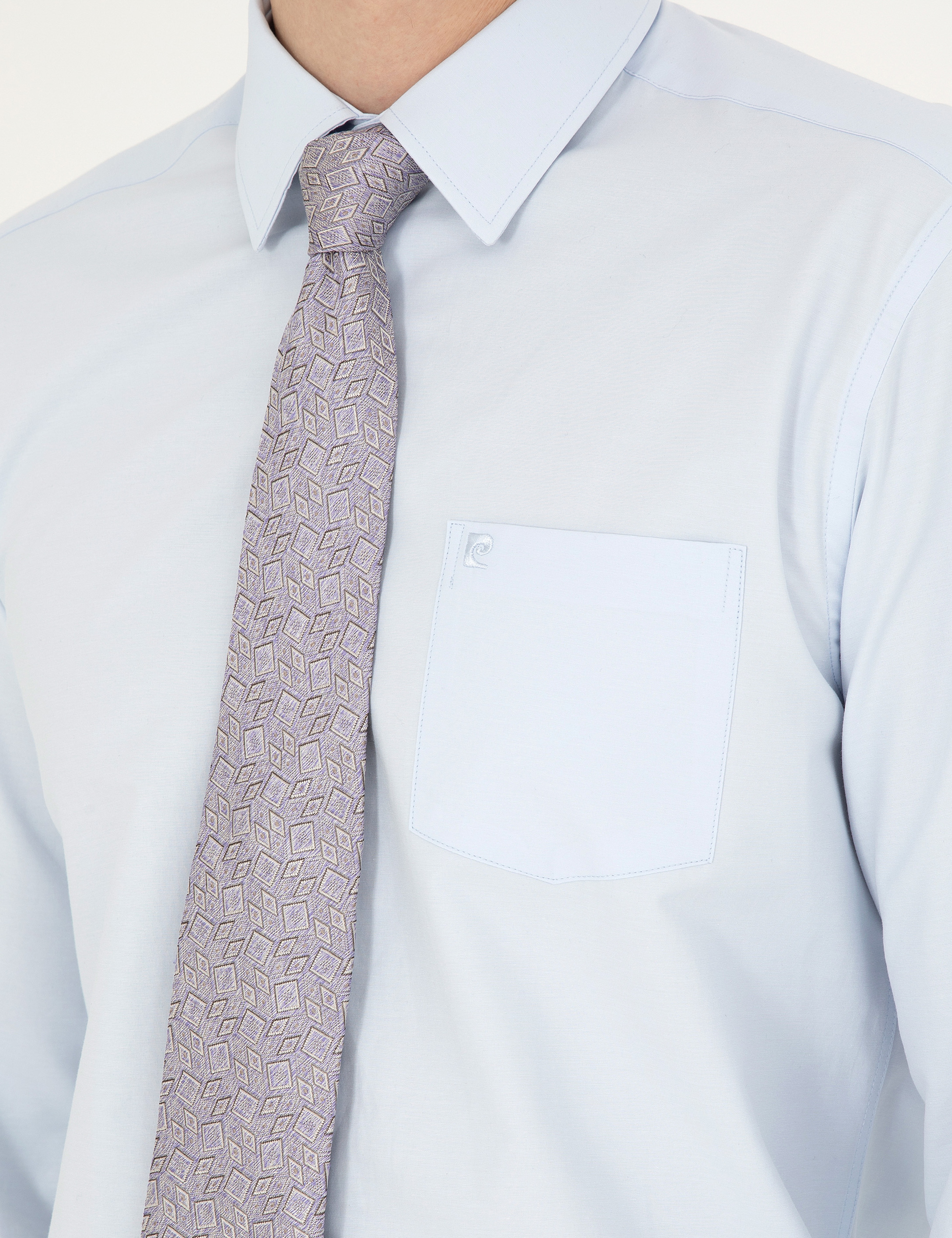 Açık Mavi Regular Fit Uzun Kollu Basic Gömlek - Image 7