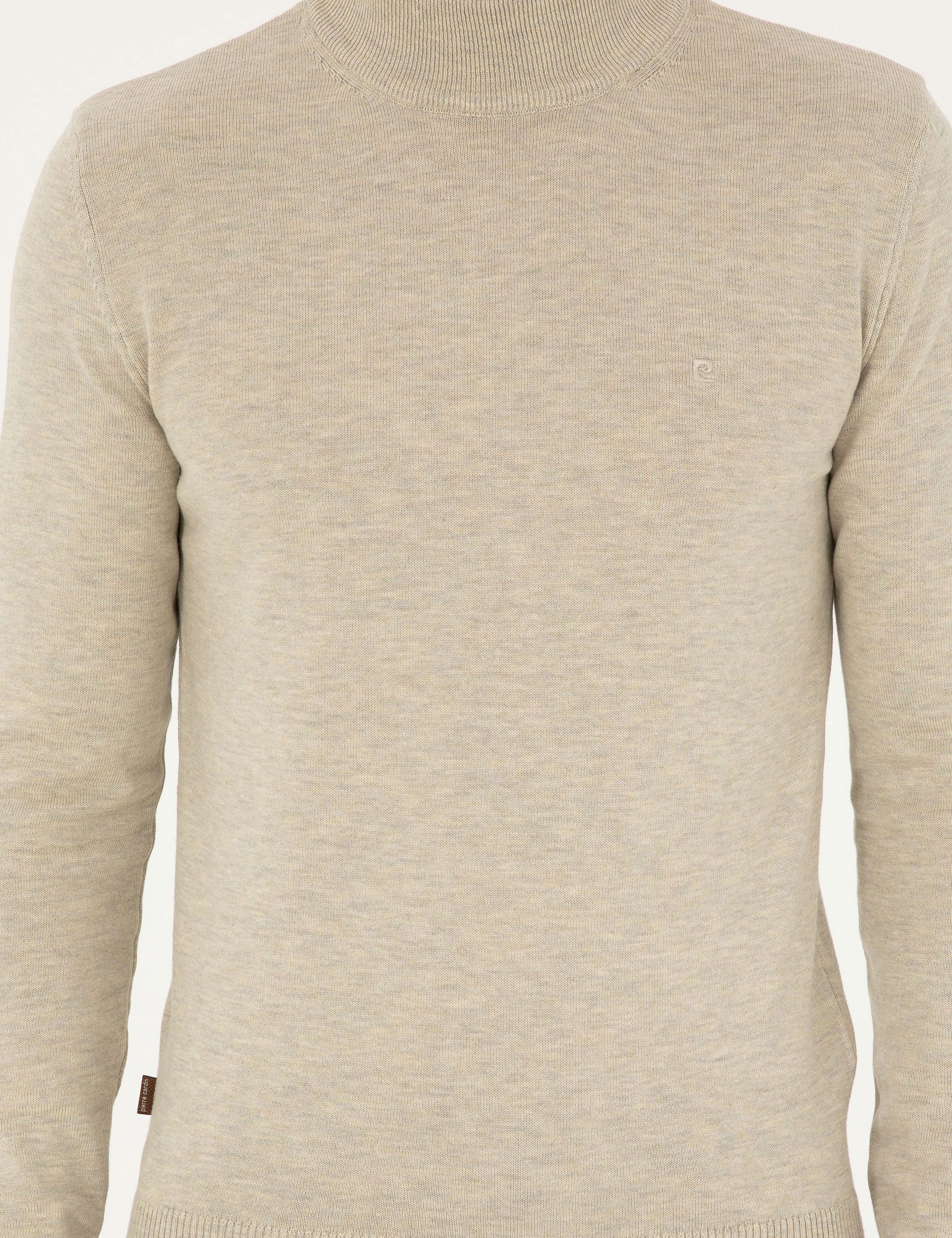 Kum Melanj Slim Fit Yarım Balıkçı Yaka Basic Triko Kazak